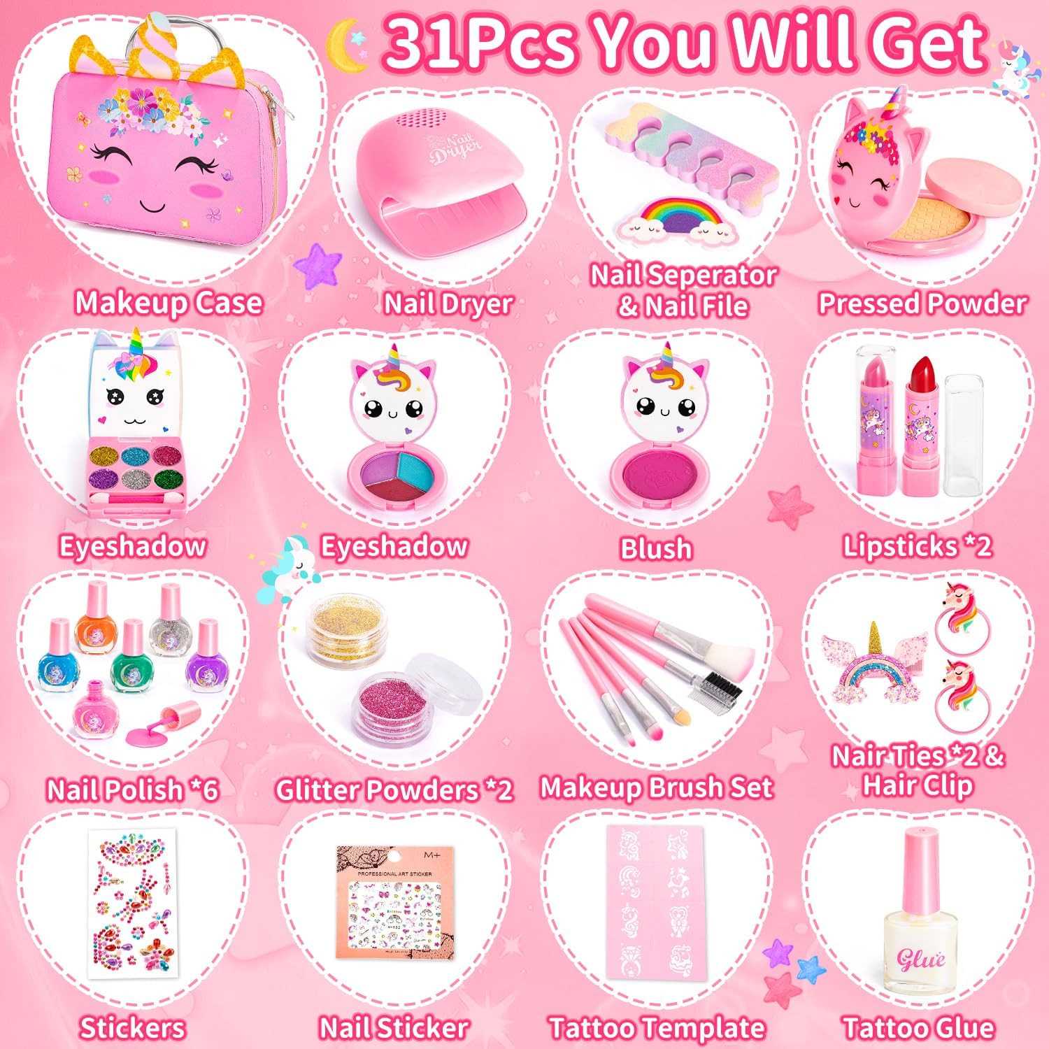 Detalle 2 de Hohosunlar Girls Makeup Set for Kids 3+