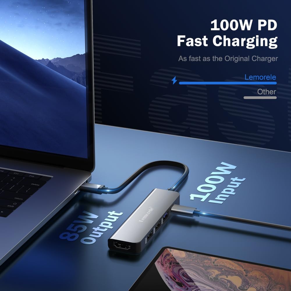 Detalle de Lemorele USB-C Hub 100W PD