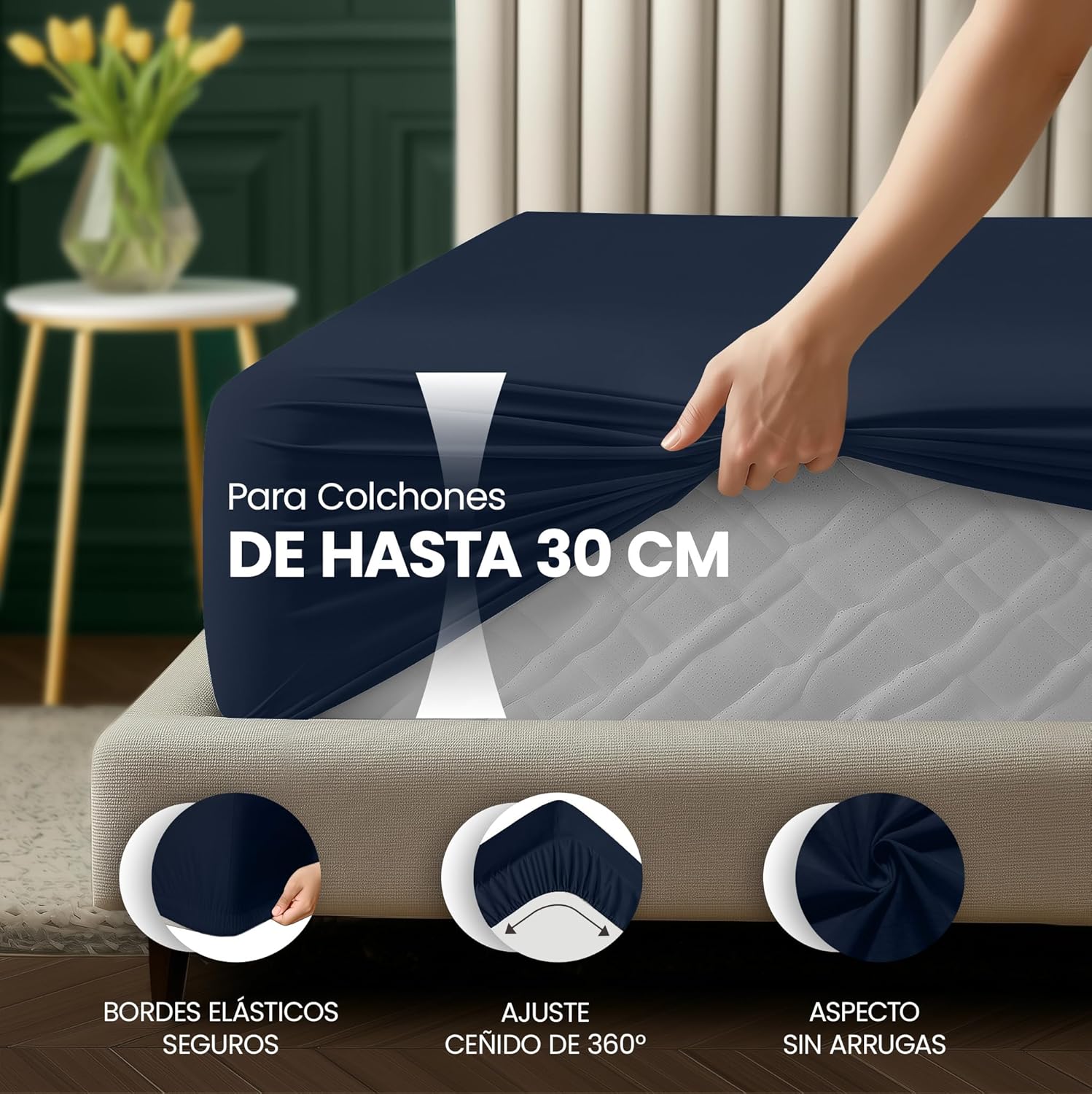 Thumbnail 3 de Utopia Bedding Sabana Bajera 90x190x30 cm 💤 Microfibra Azul Marino