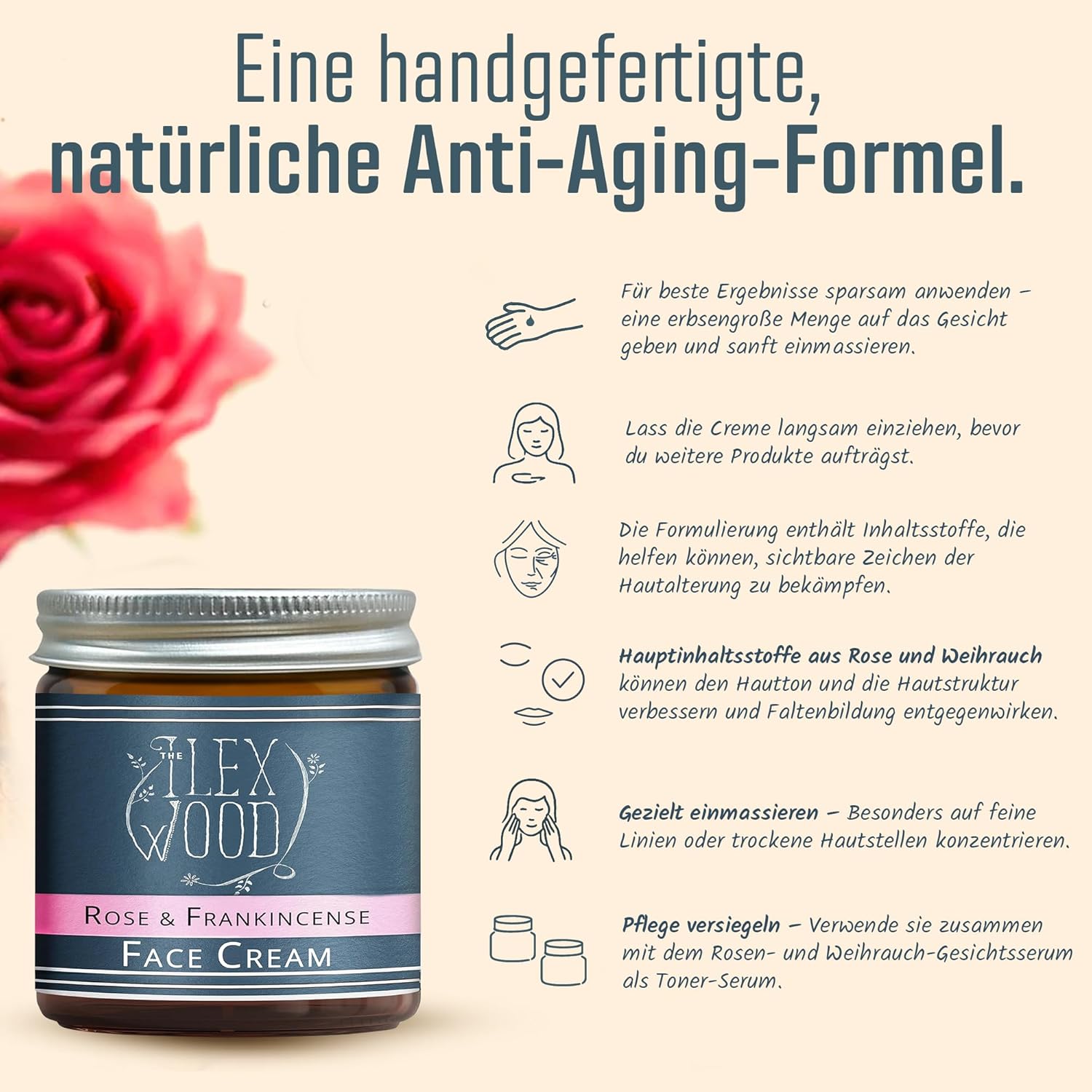 Thumbnail 3 de The Ilex Wood Rose & Weihrauch Gesichtscreme (vegan, palmölfrei) – 60 ml