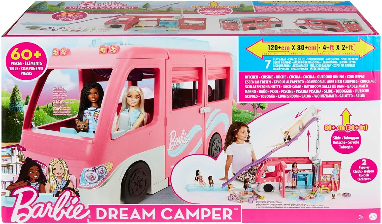 Thumbnail 6 de Barbie Camping-Car Transformable: Caravane d'aventure avec 7 zones de jeu et 60 accessoires — 76 cm