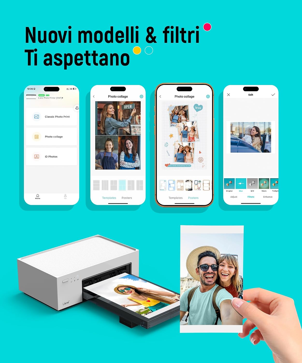 Detalle de Liene Amber M100: stampante fotografica per smartphone, stampa sublimazione 10x15