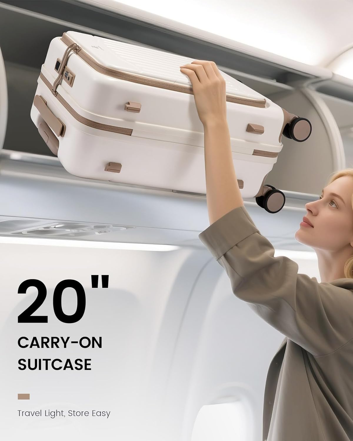 Detalle de LOVEVOOK Handgepäck Koffer 55 cm – 100% Polycarbonat, 45 L, TSA-Schloss, Laptopfach bis 15,6 Zoll