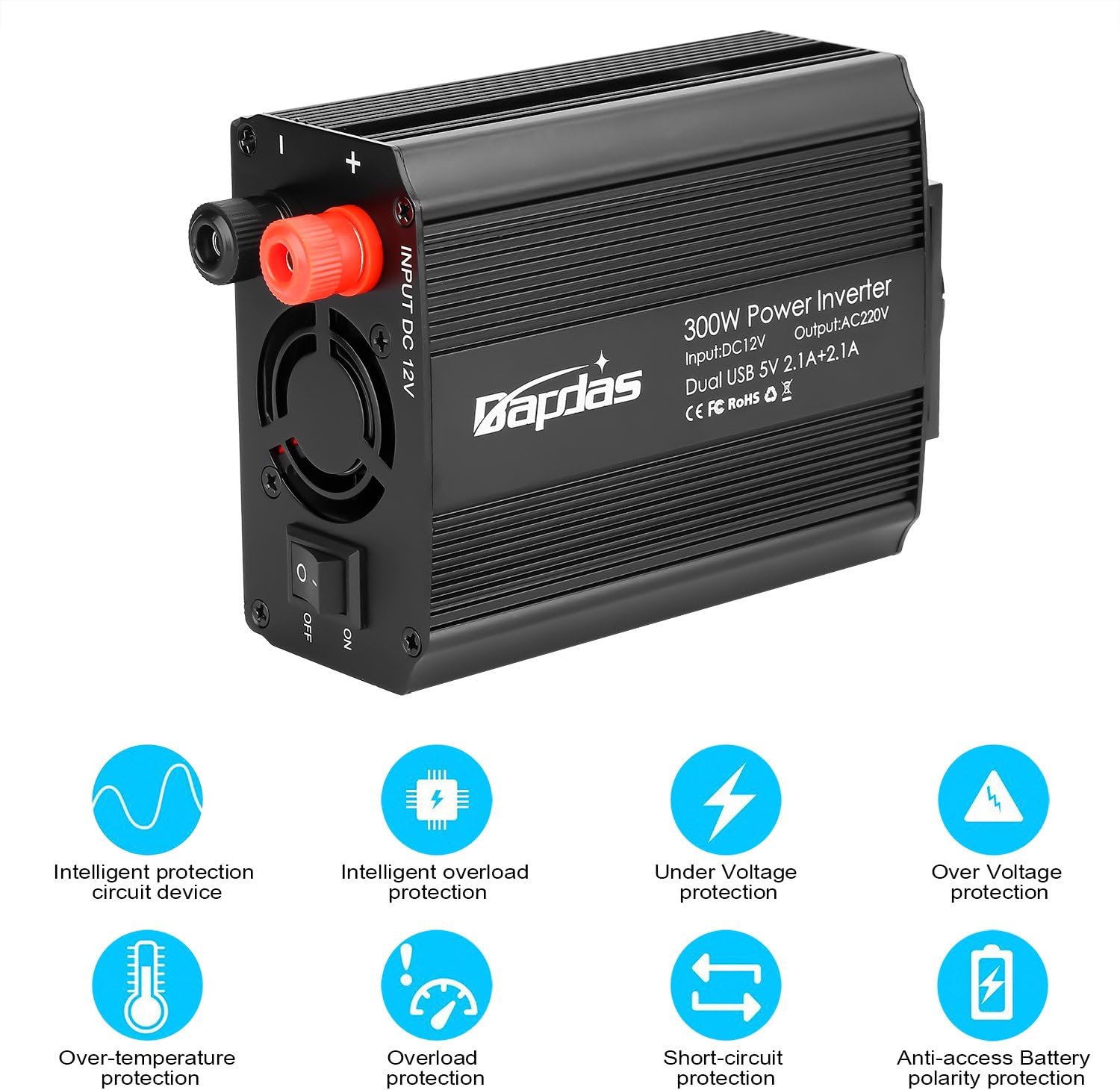 Thumbnail 3 de Bapdas 300W Power Inverter auto 12V a 220V — Inverter di potenza 🔌