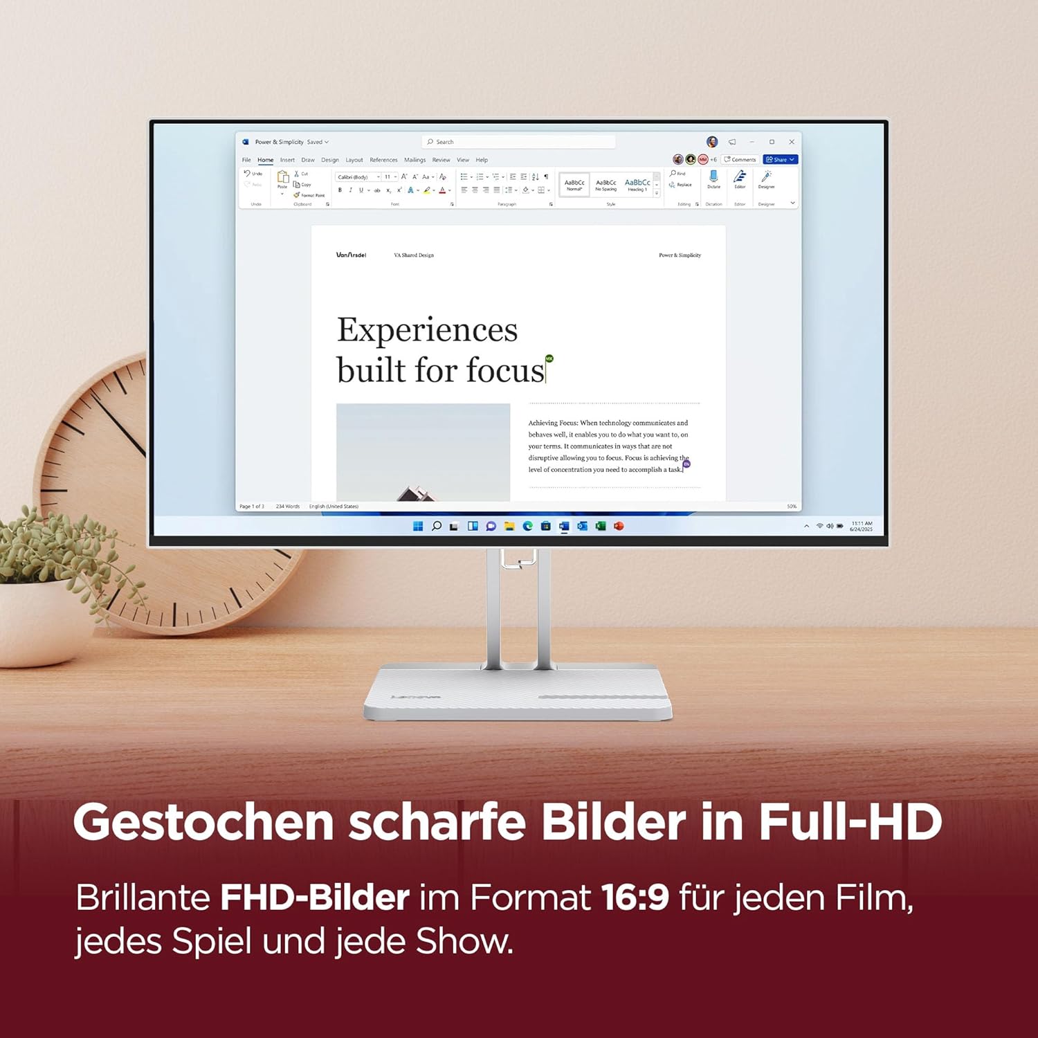 Detalle de Lenovo L24-4C – 24" Full HD Monitor mit 144 Hz, 1 ms Reaktionszeit und AMD FreeSync