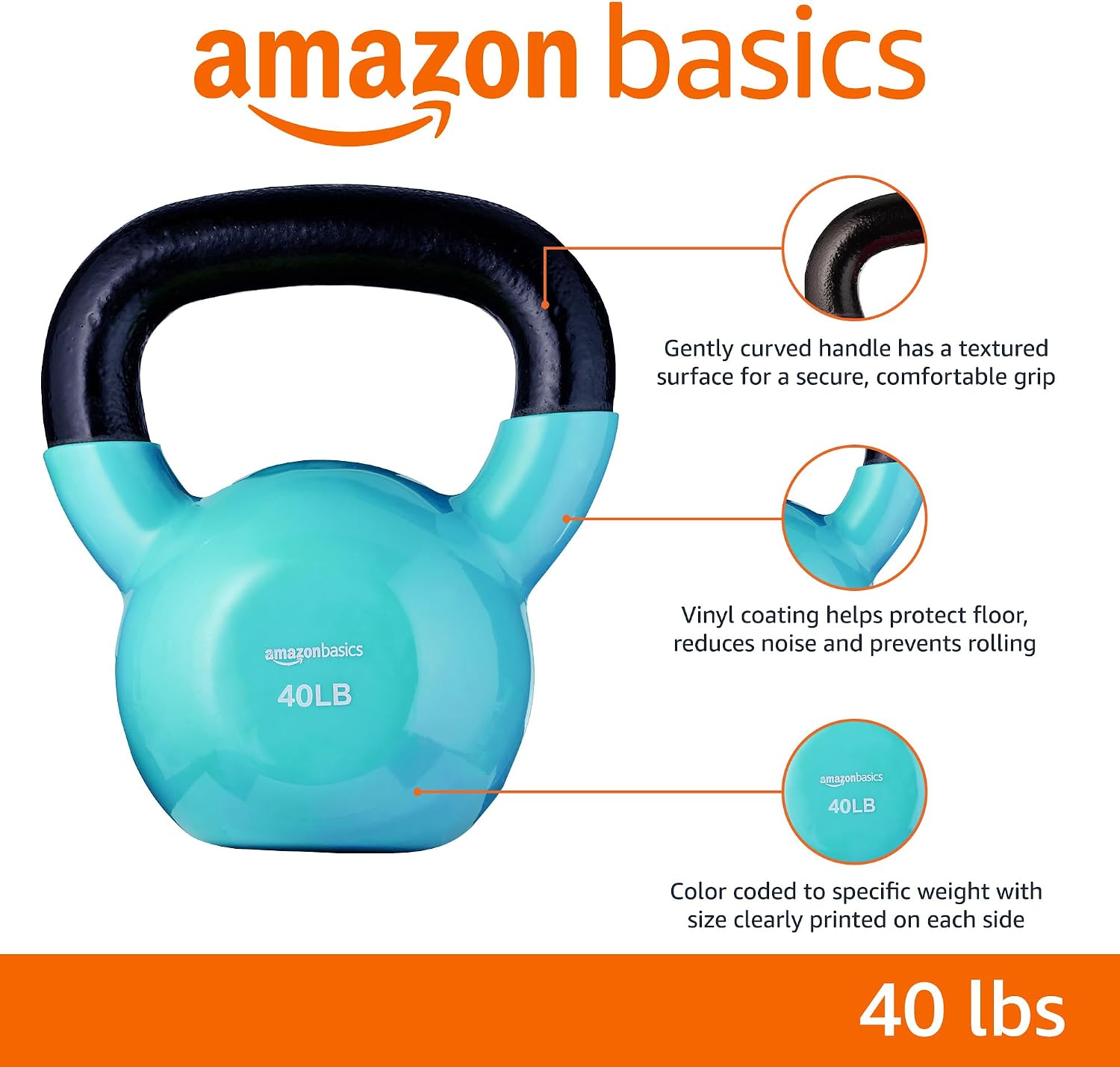 Detalle 2 de Amazon Basics Vinyl Kettlebell ⚙