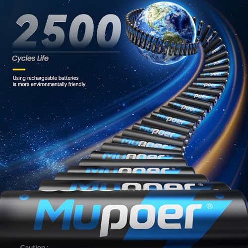 Thumbnail 2 de Rechargeable AA Lithium Batteries with Charger by Mupoer – 8 Pack