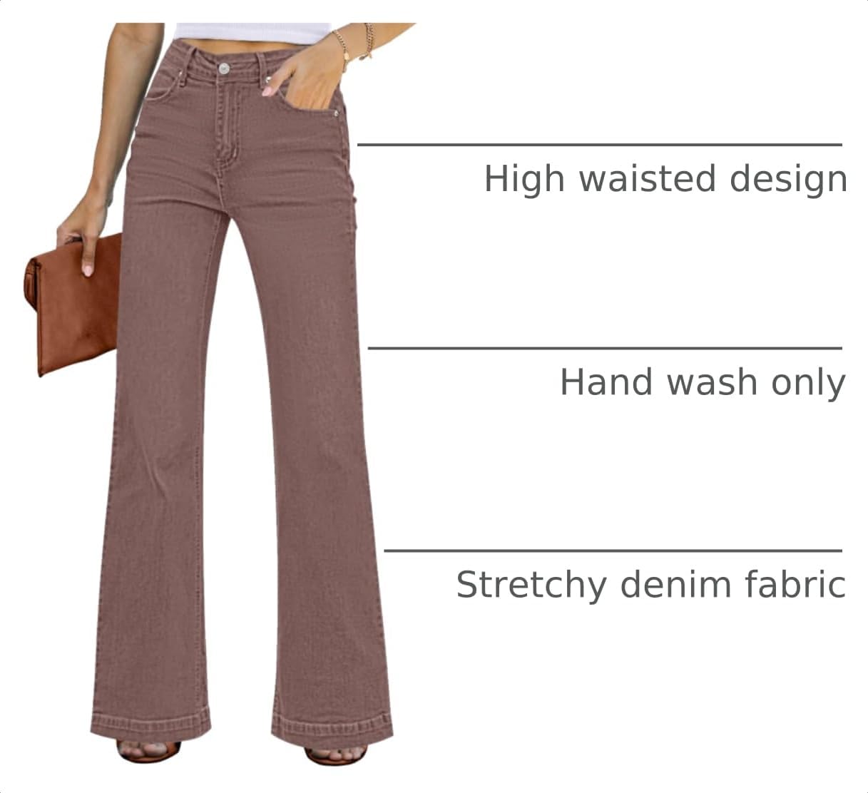 Detalle 2 de GRAPENT Women's Flare Jeans in Stretch Denim