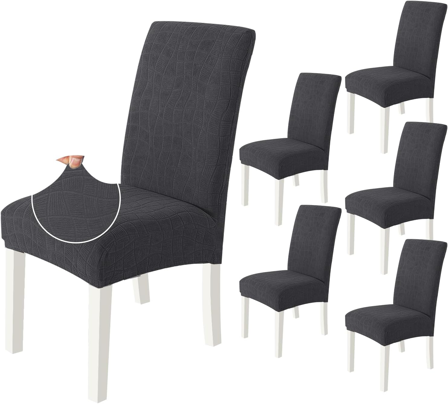 Detalle de Ystyle Housse De Chaise 6 Pièces Gris foncé