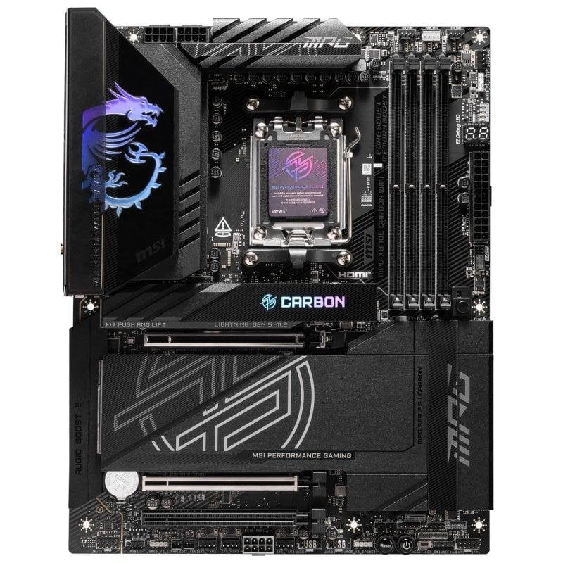 Detalle 2 de MSI MPG X870E CARBON WIFI: placa base premium AM5 para gaming y trabajo profesional