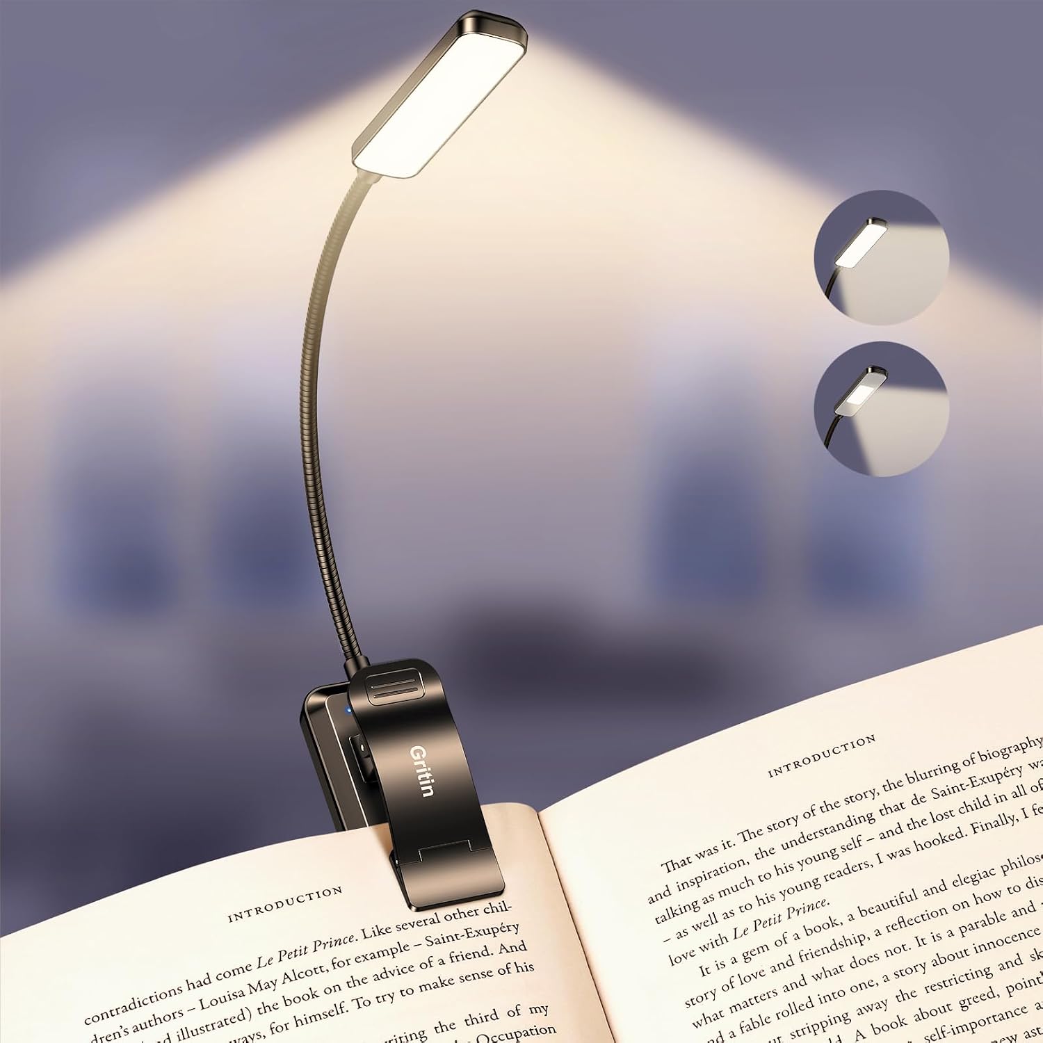 Detalle de Gritin 2026 Gén.2 Lampe de Lecture — 30 LED Spectre Plein et Clip Flexible