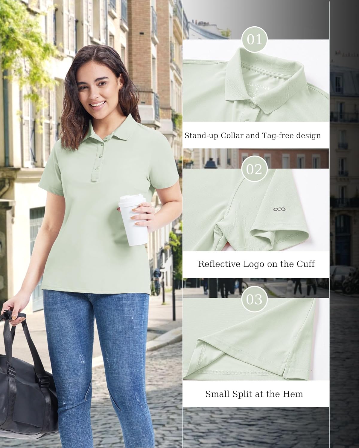 Thumbnail 4 de 33,000ft Damen Poloshirt Golf Shirt – UV-Schutz, Feuchtigkeitsmanagement und Schnelltrocknung