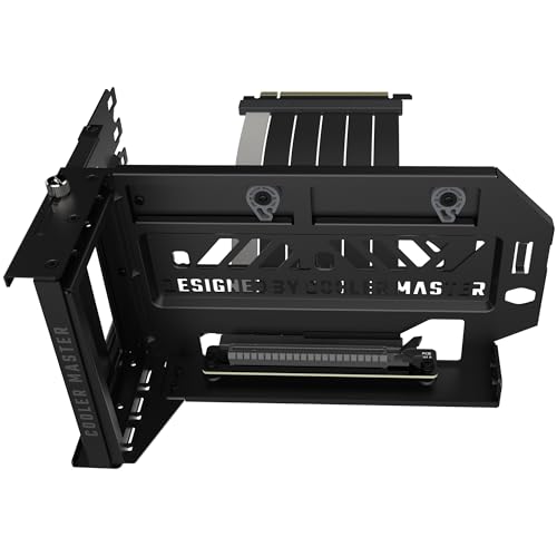 Detalle de Cooler Master Vertical Card Holder Kit V3 per PCIe 4.0 – cavo riser 165 mm, Nero/Grigio/Viola