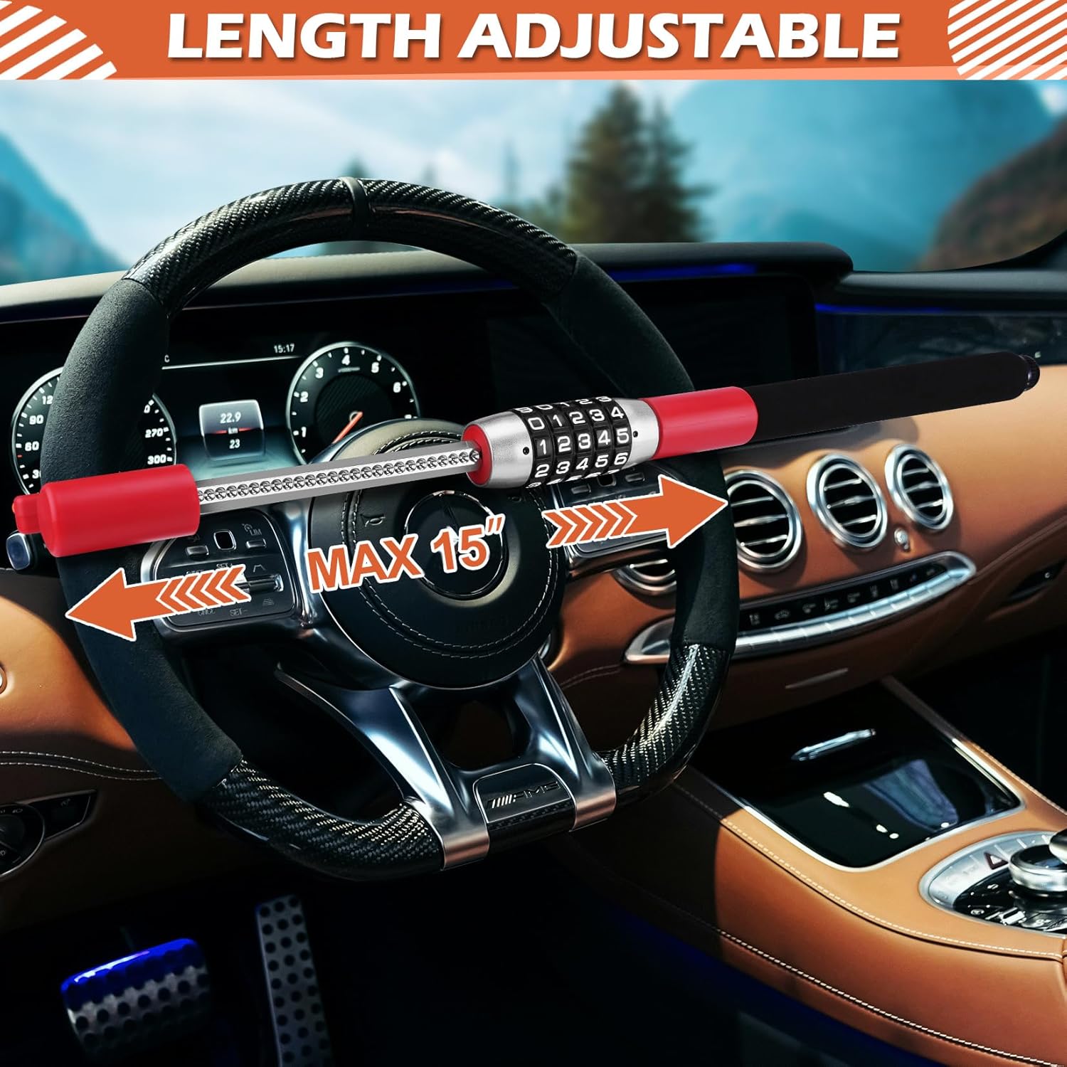 Detalle 2 de Tevlaphee 5-digit keyless steering wheel lock