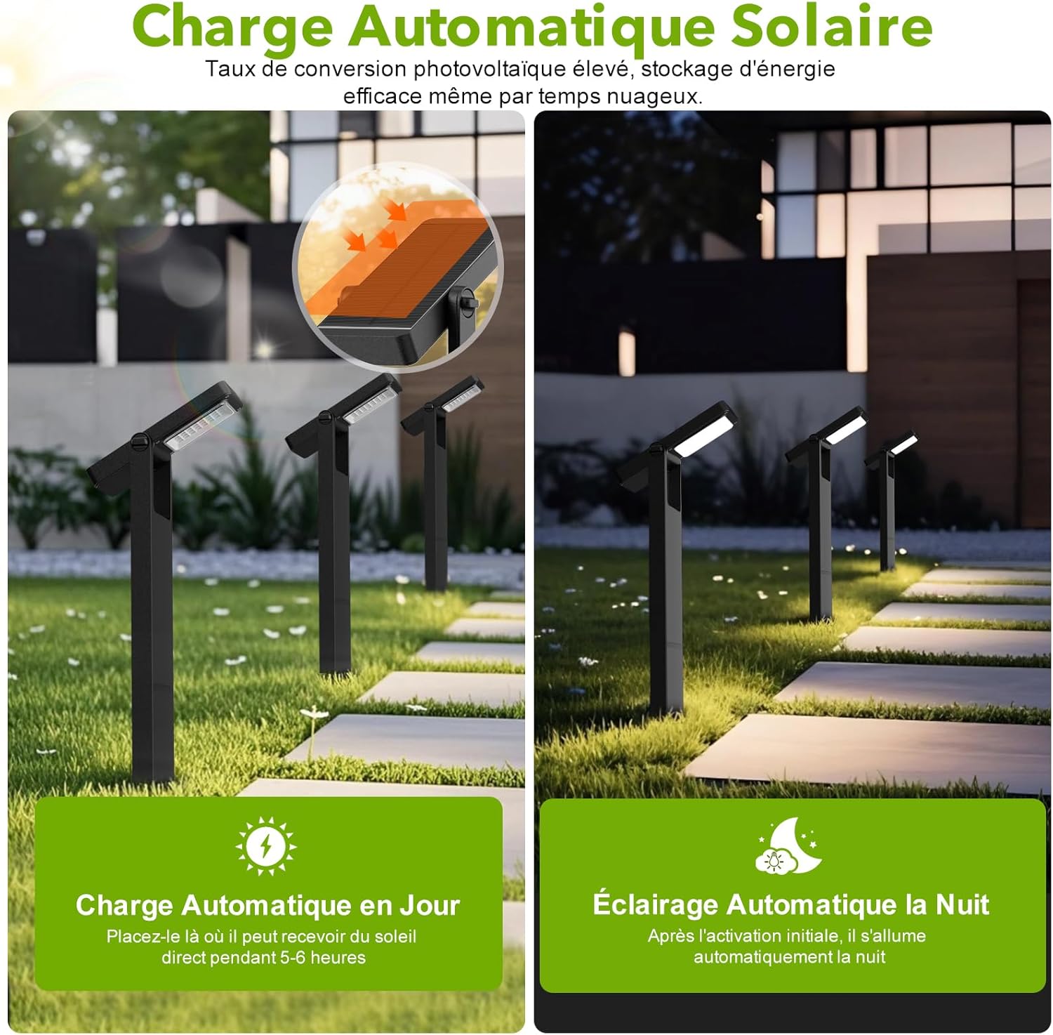 Thumbnail 3 de OUSFOT Luci Solari da Giardino 6 pezzi con 40 LED, 2 livelli di luminosità e sensore crepuscolare IP65