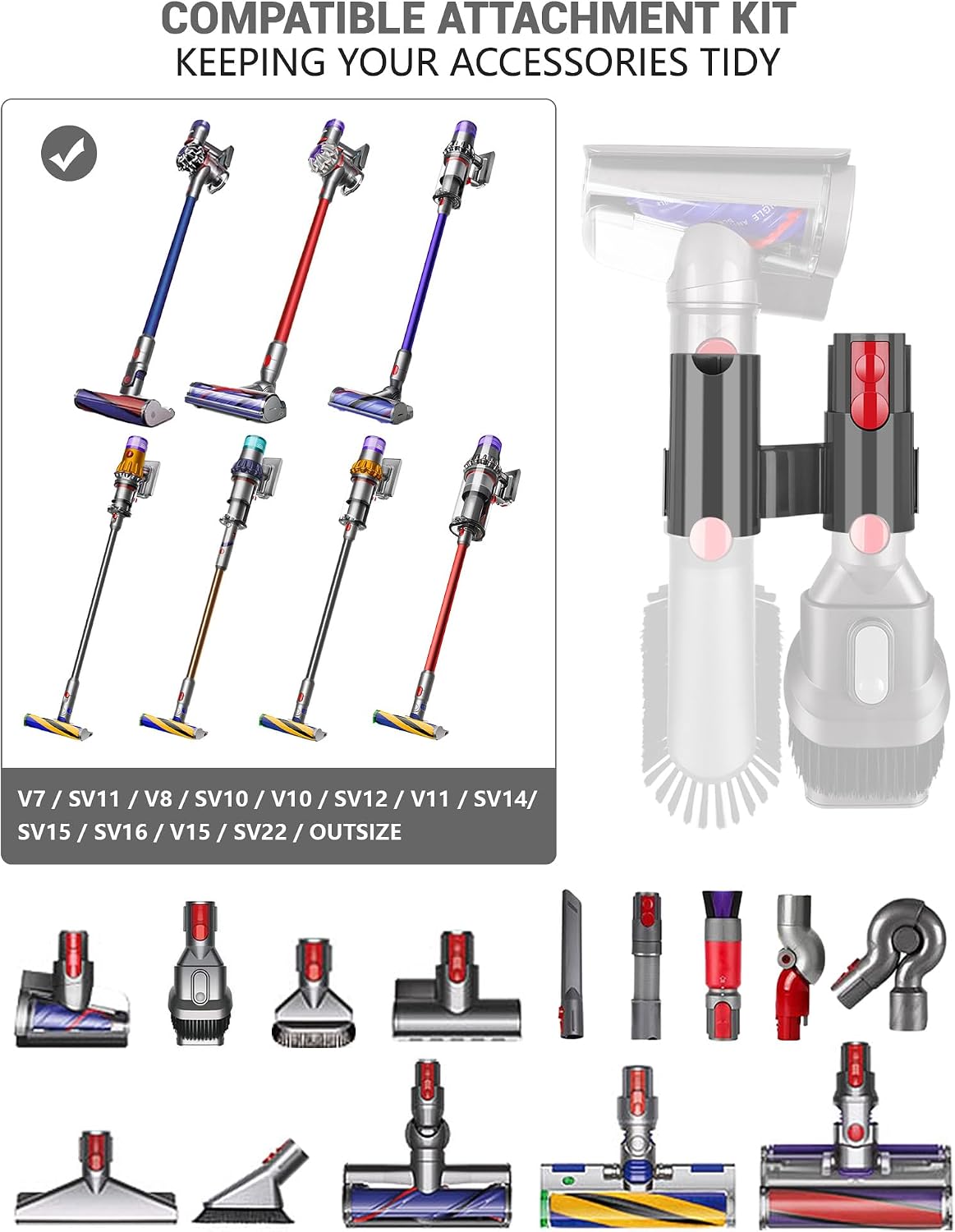 Thumbnail 2 de HAFOEEP 11304294 accessoirehouder voor stofzuiger, 2-pack voor Dyson V7, V8, V10, V11 en V15
