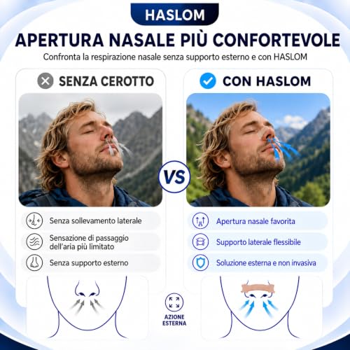 Detalle de HASLOM 60 cerotti nasali Antirussamento Sport - Cerotti nasali per respirazione migliorata