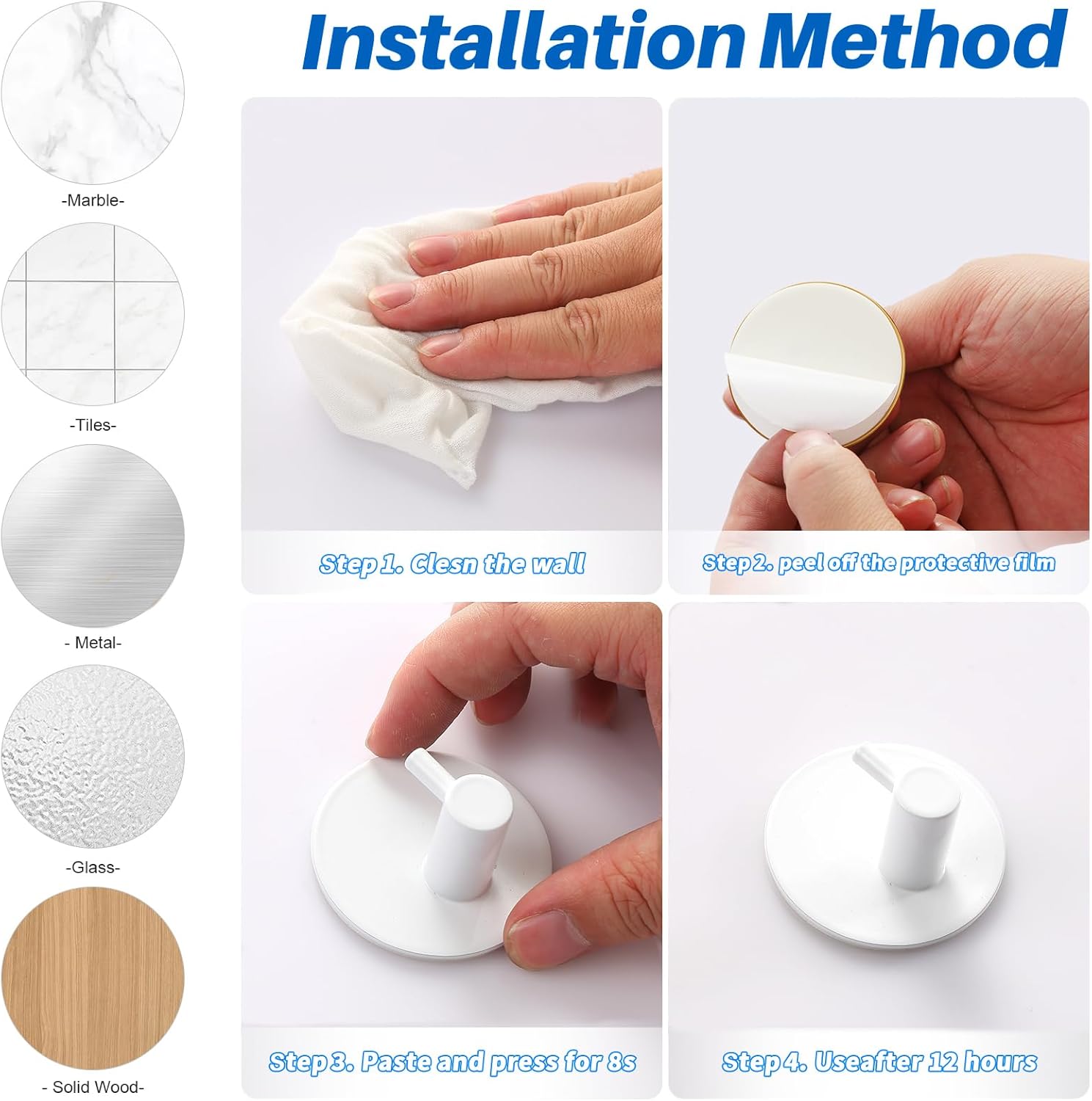 Thumbnail 6 de LYLIN Ganci Adesivi 4Pcs in Acciaio Inox