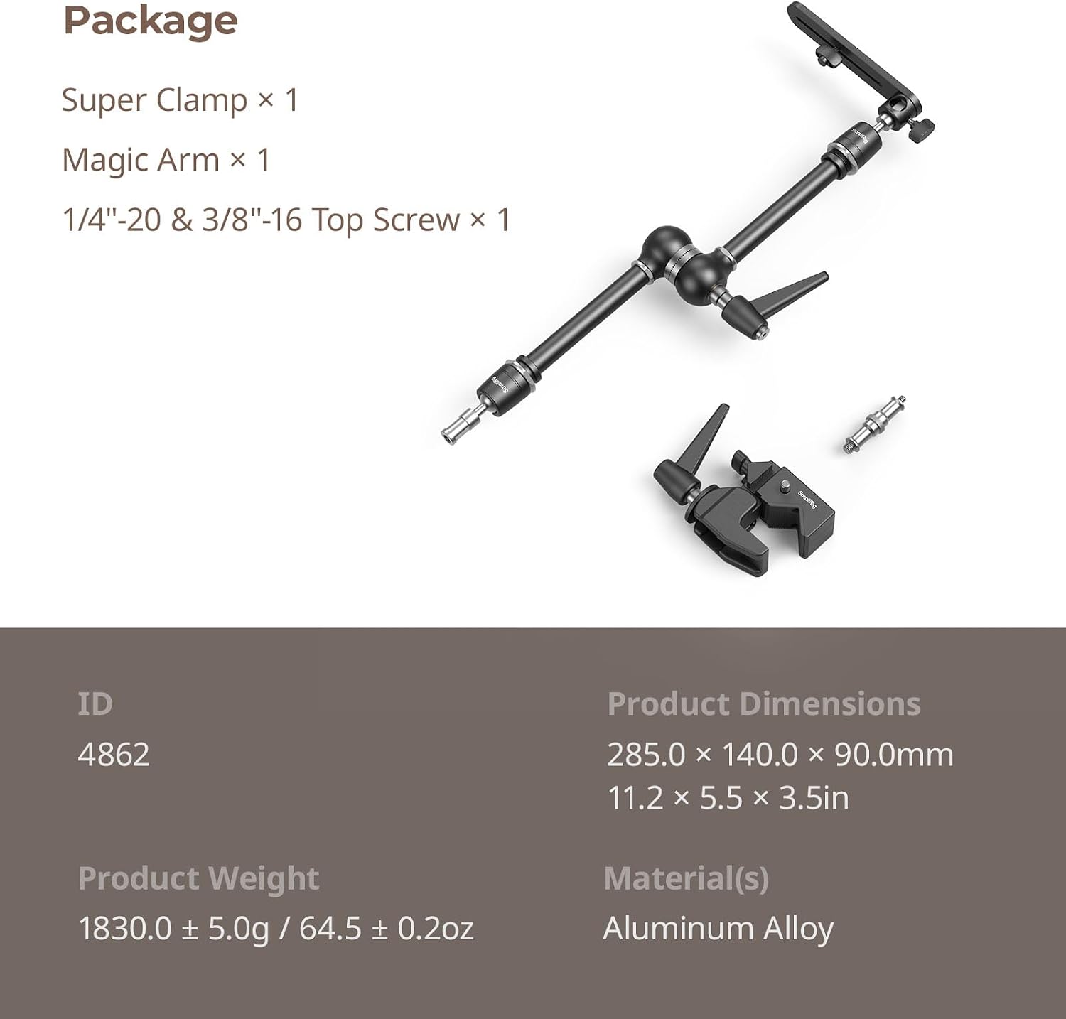 Thumbnail 6 de SMALLRIG 4862 Friction Magic Arm Camera Mount with Super Clamp & Camera Platform