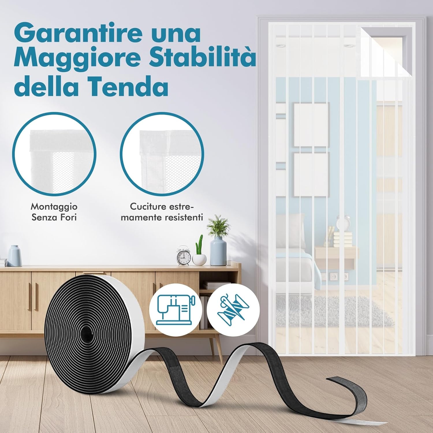 Thumbnail 3 de Sekey 110x230 cm Zanzariera magnetica per porta: praticità senza forare, per porte in legno, ferro o alluminio