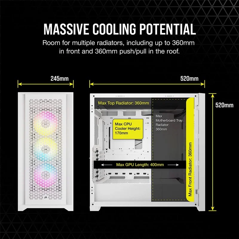 Detalle 2 de Corsair iCUE 5000D RGB Airflow Caja ATX Cristal Blanca