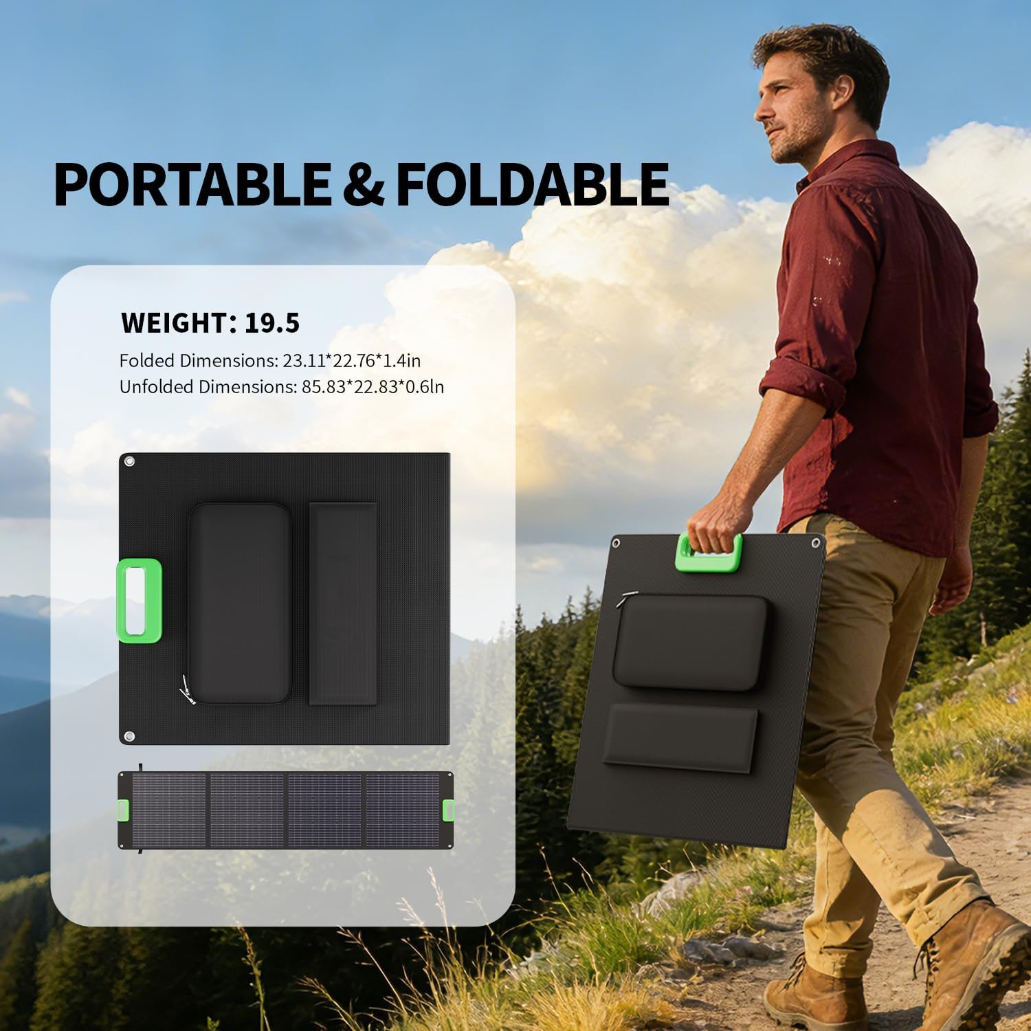 Thumbnail 6 de 200W Portable Solar Panel with 23.5% Efficiency | 4-in-1 Output for RV, Camping, and Off-Grid Power