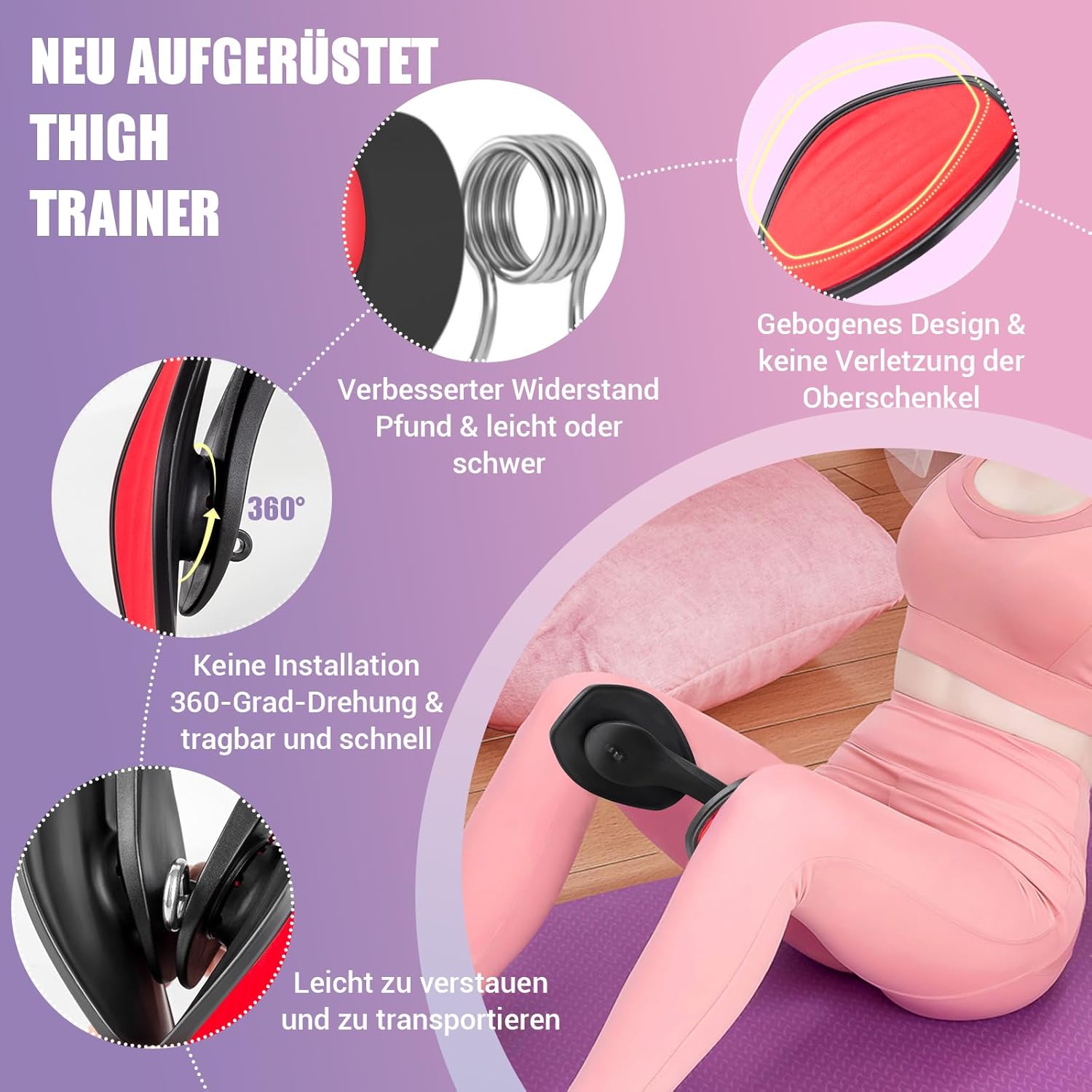 Thumbnail 1 de Oberschenkeltrainer 28–38 lb Beckenboden- und Po-Training für Damen mit Resistance-Bands