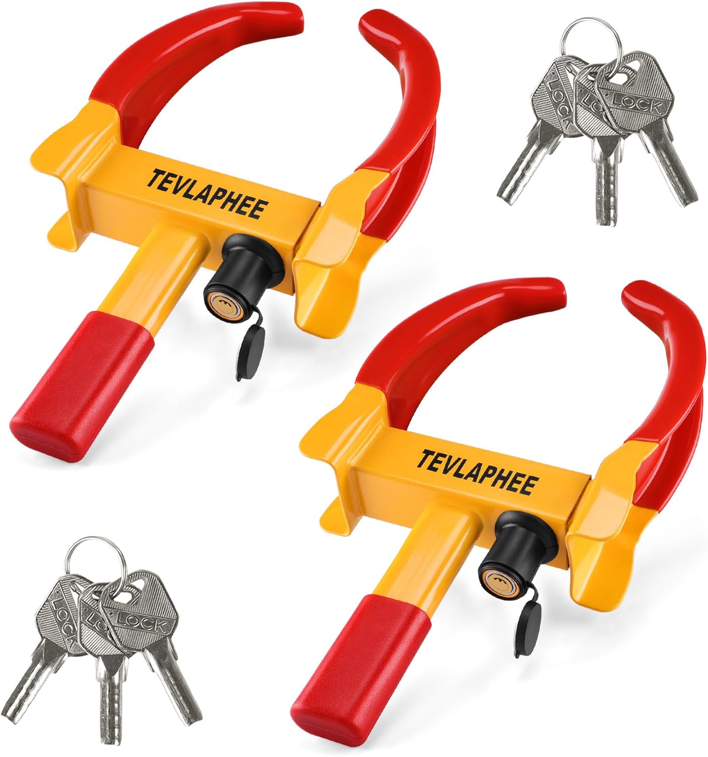 Detalle de Tevlaphee 2er-Set Radkralle mit Sicherheitsschloss und 6 Schlüsseln (für Reifenbreiten 19–30 cm)