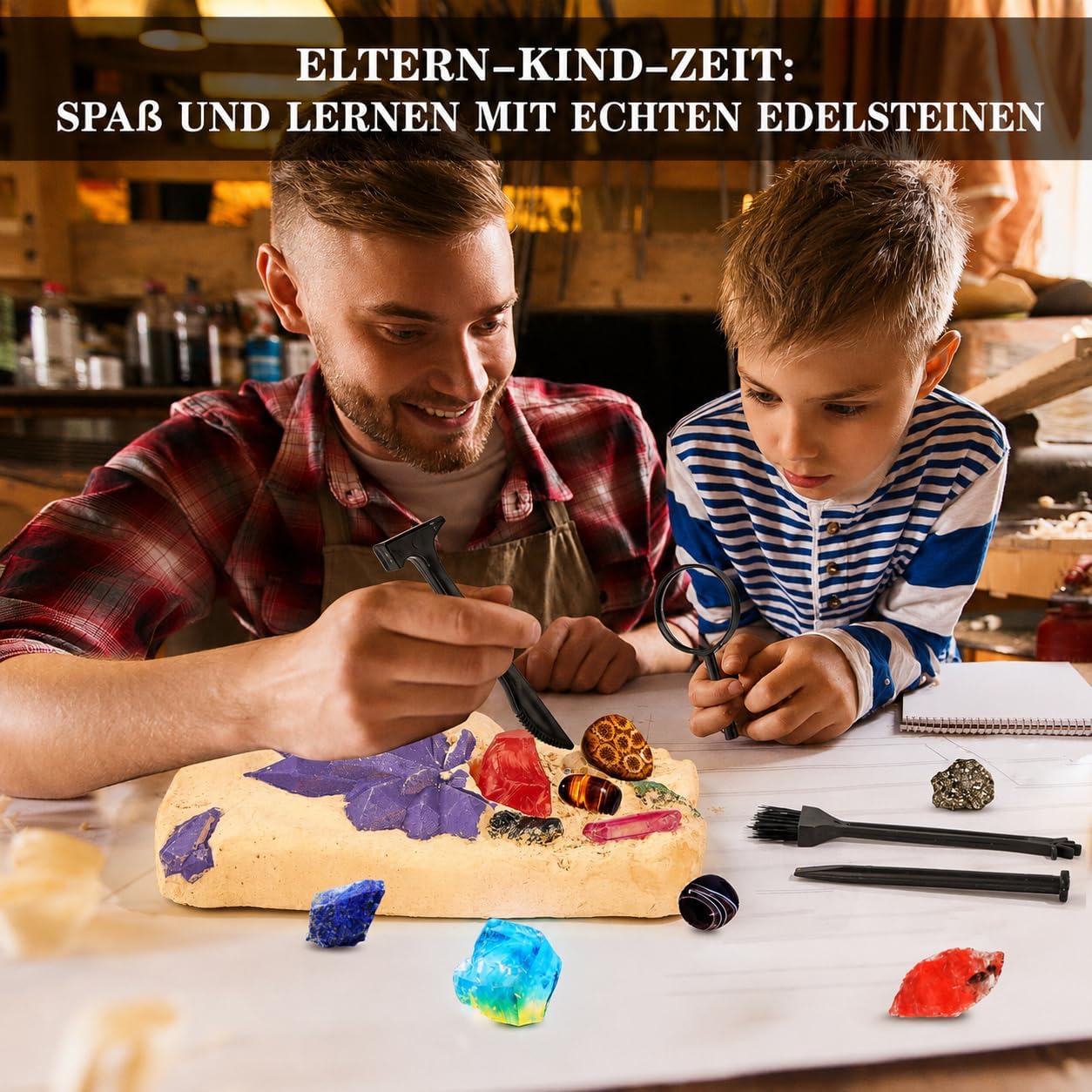 Detalle 2 de Greek Science „Mein erstes Mega“ Ausgrabungsset mit 15 echten Kristallen & Edelsteinen für Kinder