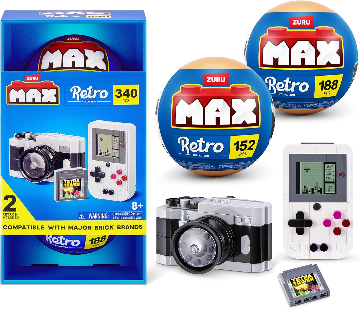 Detalle de Max Build More 83230A Premium Retro Series 2 – klocki, aparat i konsola, 2-pak