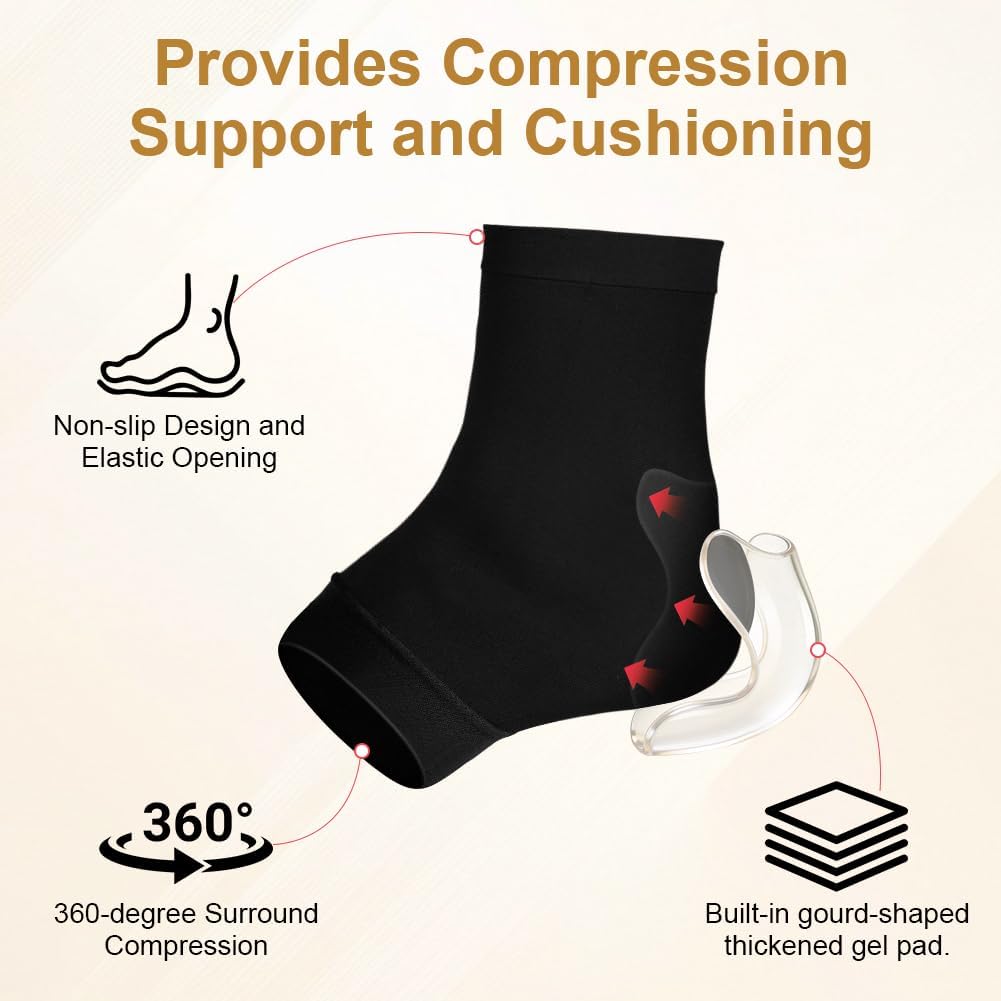 Detalle de Fefod Talon Tendinite Chaussettes de Protection – 2 paires avec coussinet de gel pour le tendon d’Achille