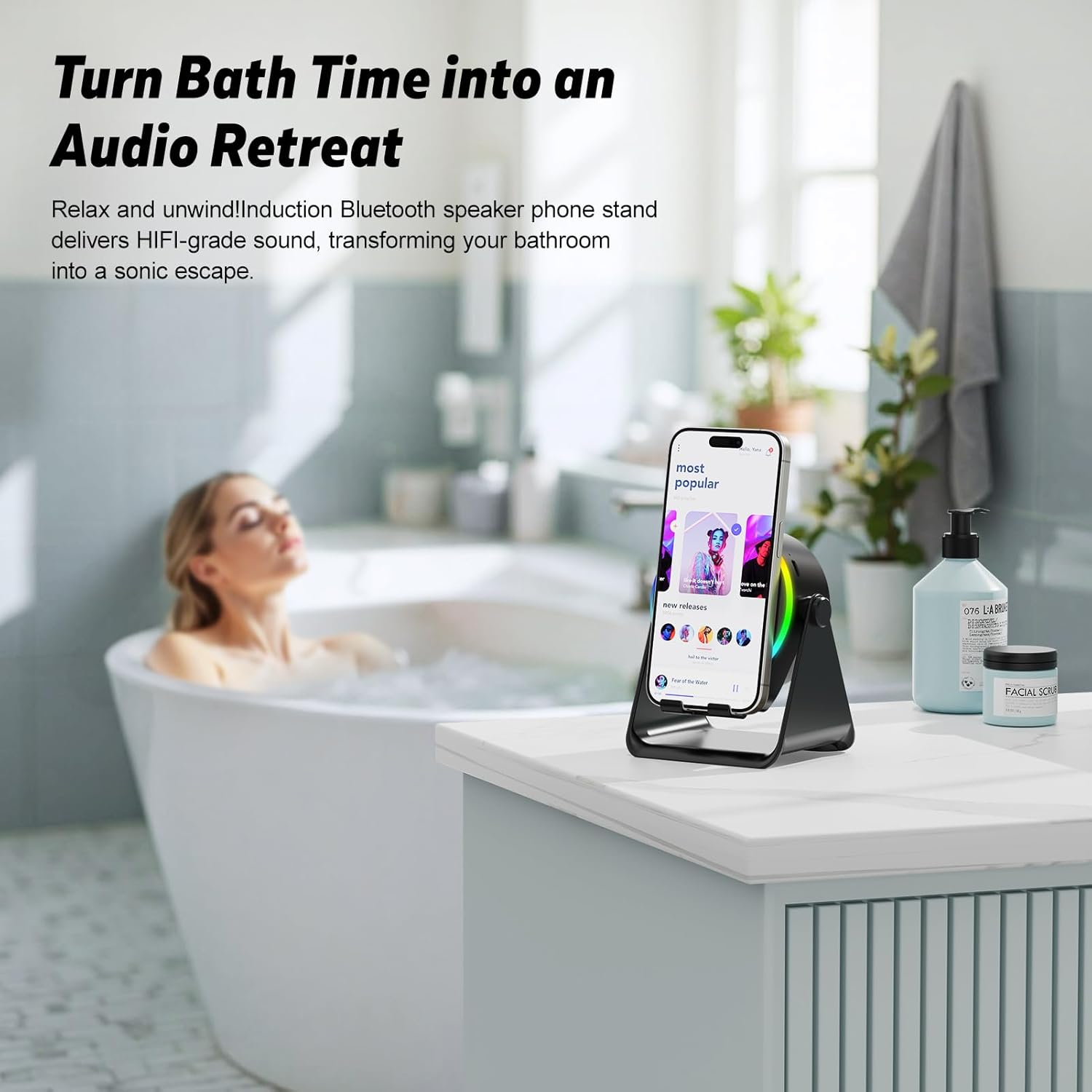 Thumbnail 5 de Wireless Induction Audio Bluetooth Speaker with 4-in-1 Design (Black)