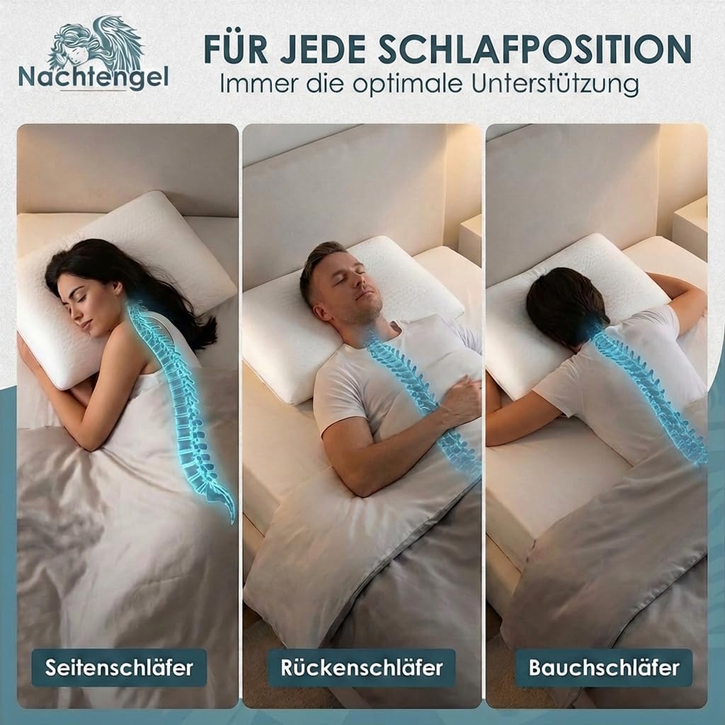 Thumbnail 2 de Nachtengel ergonomisches Kopfkissen 40x60 mit Nackenstütze aus Memory Foam (40 x 60)