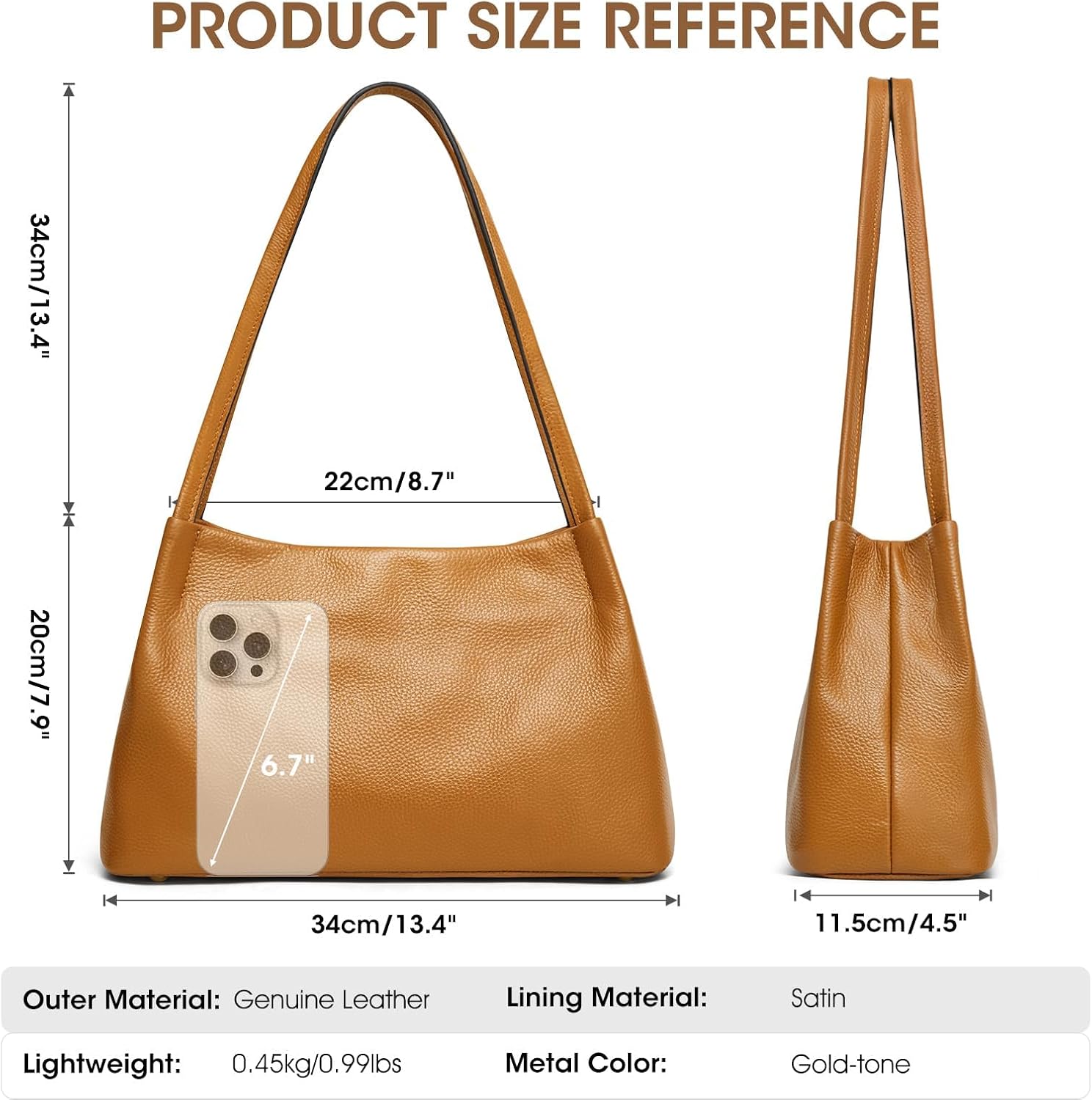 Detalle 2 de Kattee Sacs à main cuir véritable 34 cm