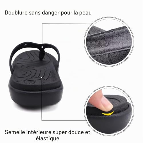 Detalle de jiajiale Tongs Femme Mode Orthopédique en Cuir Végan et Semelle Antidérapante