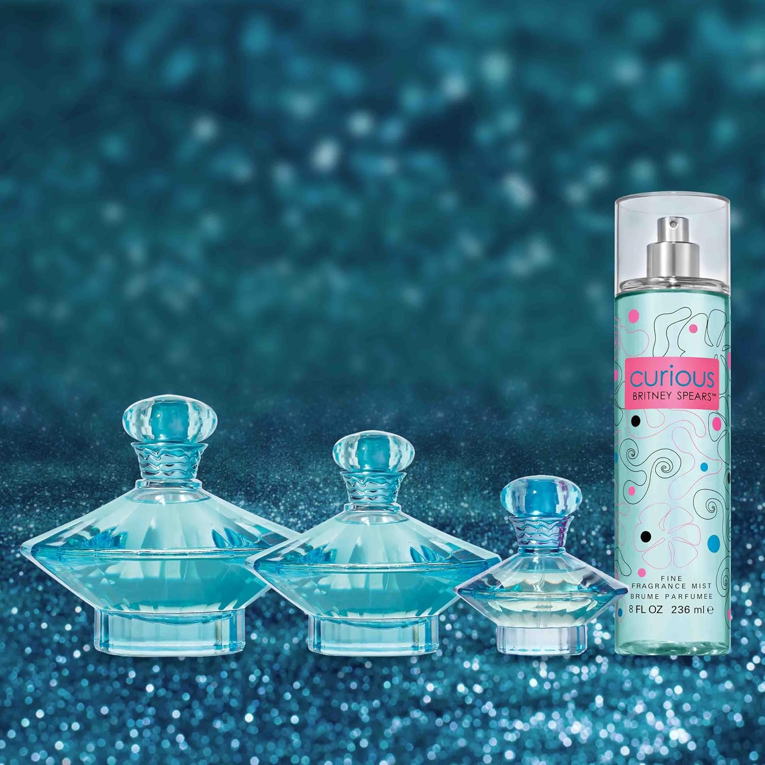 Detalle de Britney Spears Curious Fine Fragrance Mist, bloemige bodymist van 236 ml