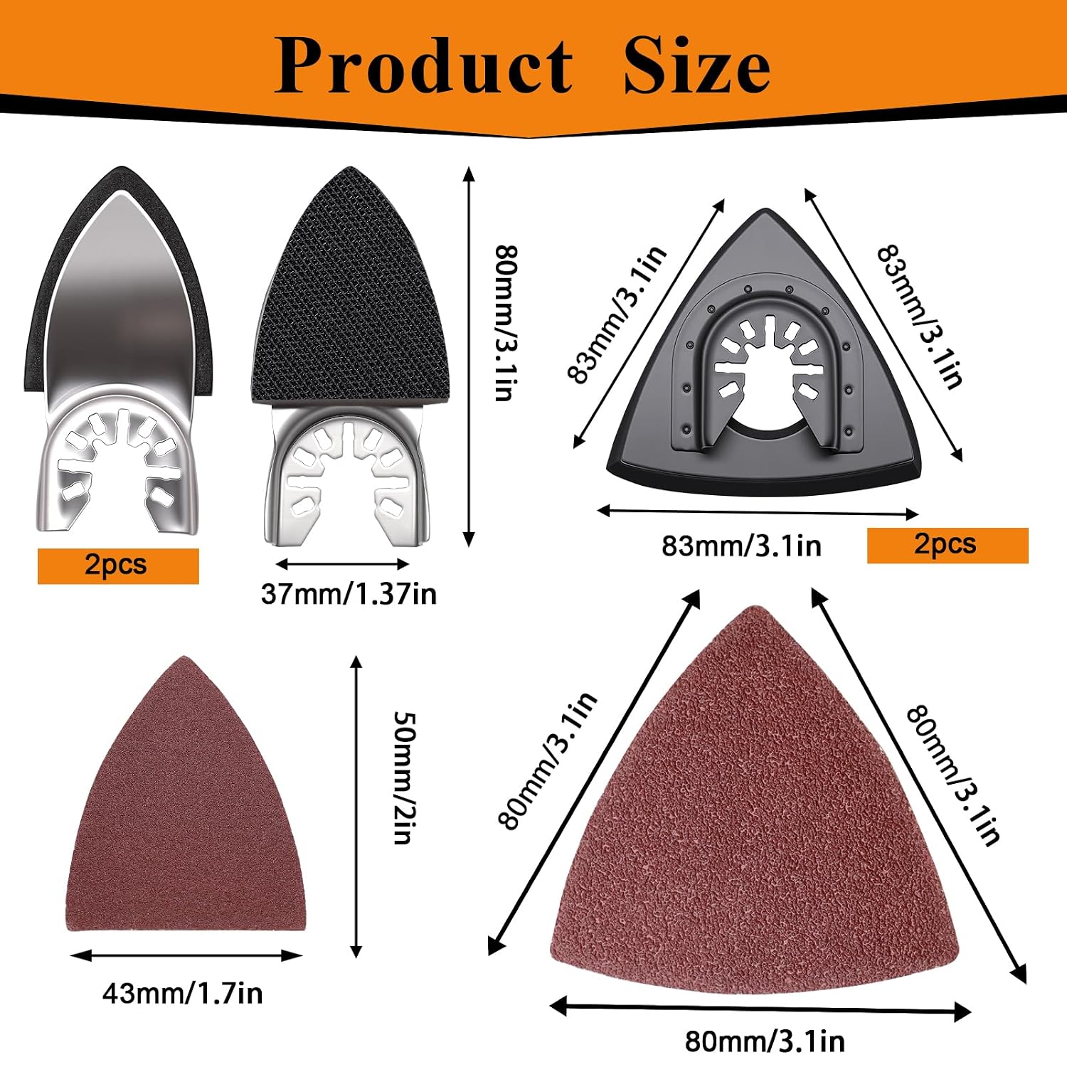 Detalle 2 de maierke M1-080 Oscillating Tool Sanding Kit, 114 Pieces, 60–240 Grit