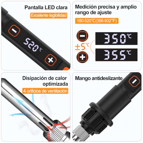 Detalle 2 de Beizkna Soldador de Estaño 80W Kit 13 en 1: precisión, seguridad y versatilidad para DIY y reparaciones