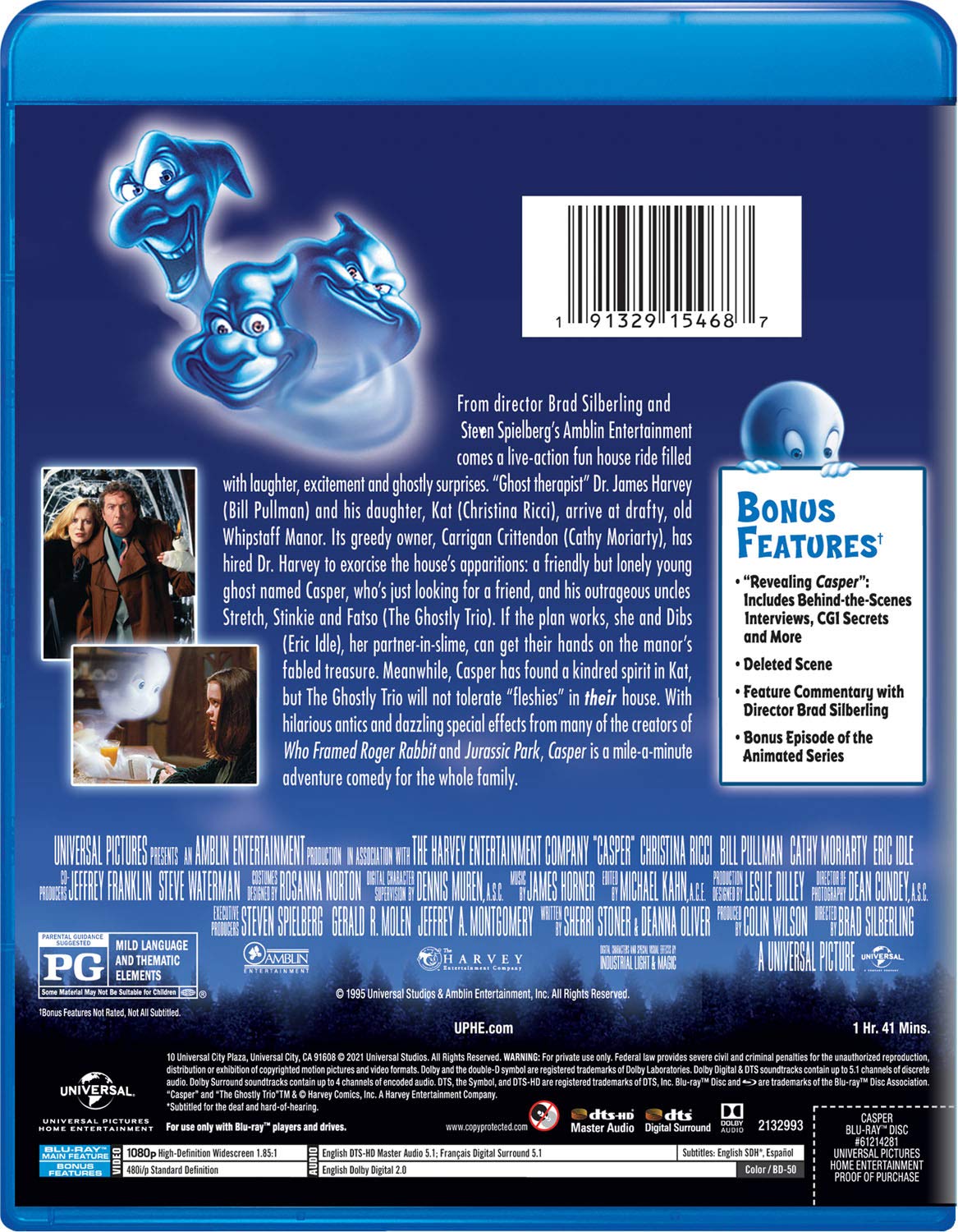 Detalle 2 de Casper BR61214281 Blu-ray Movie, PG Family Comedy with English DTS-HD 5.1 Audio