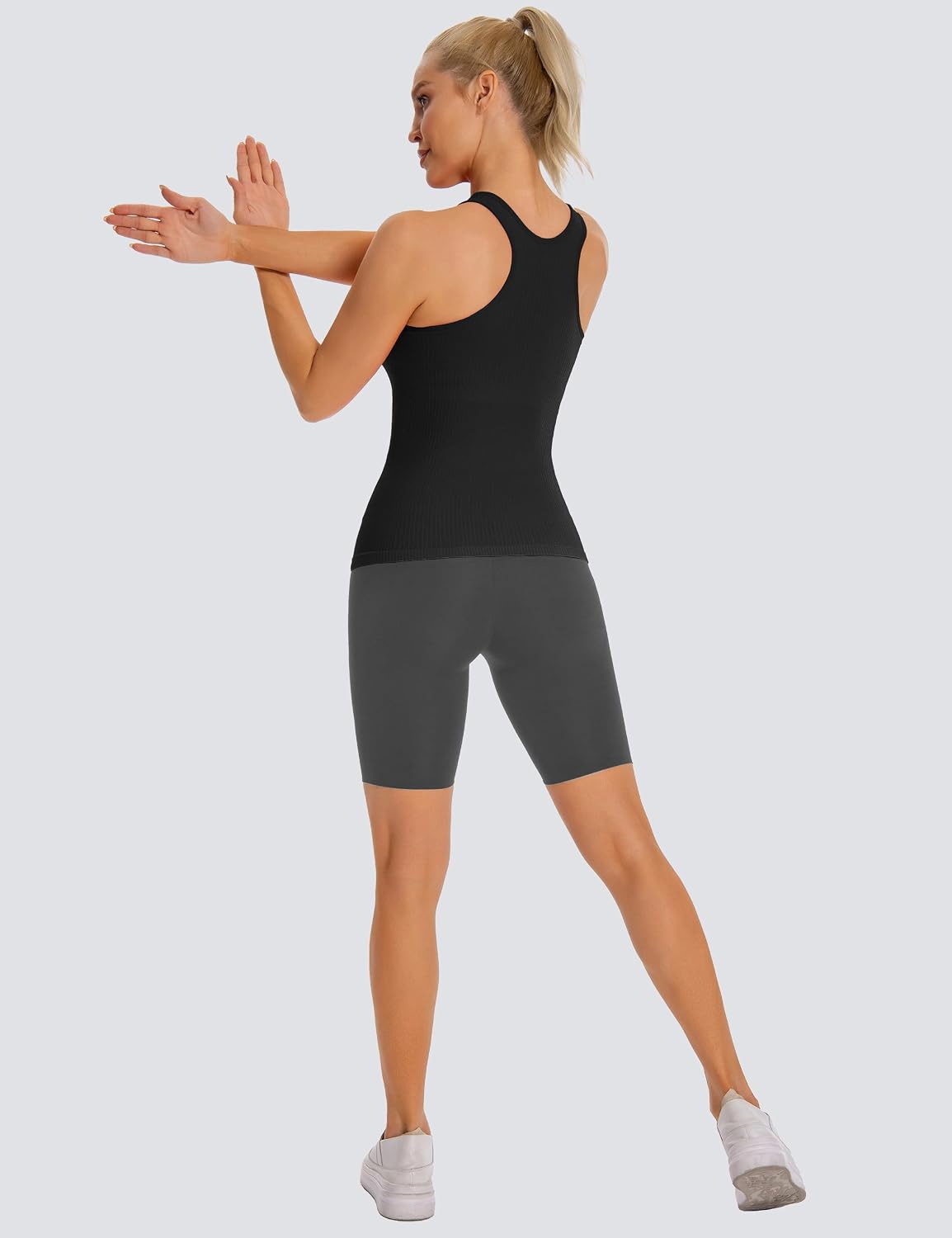 Detalle 2 de MathCat Women's Workout Tank Top with Built-in Bra, Seamless Racerback