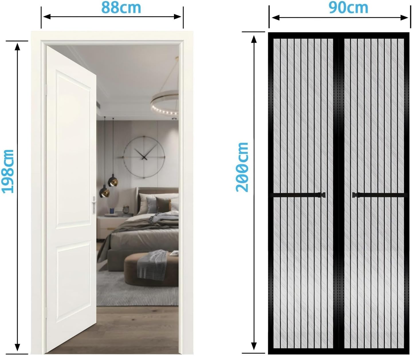 Thumbnail 3 de RnCop Magnetic Screen Door for Doors up to 90 × 200 cm (Black) – Heavy Duty Fly Screen with Self-Sealing Magnet Closure
