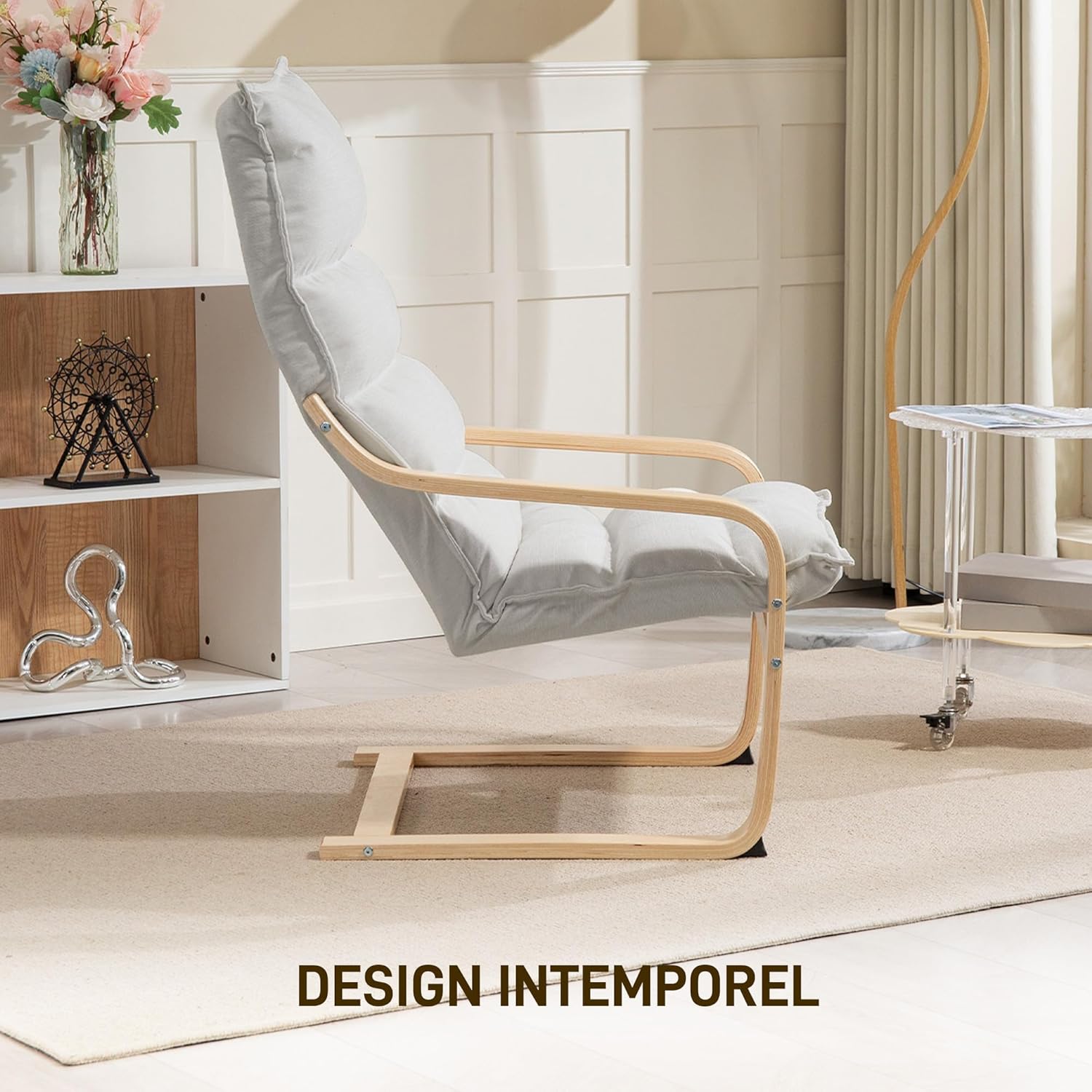 Thumbnail 4 de HOMCOM Fauteuil Salon Velours Crème