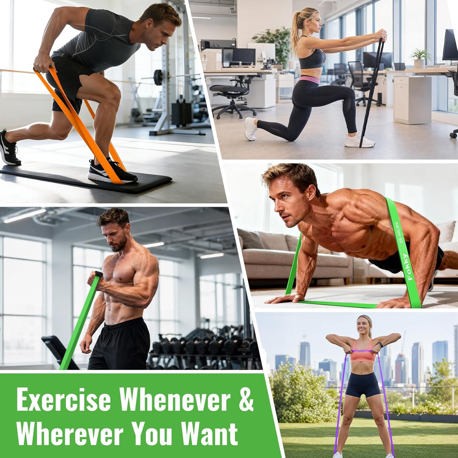 Detalle de Fokky Elastici Fitness Set: 4 livelli di resistenza con ancoraggio porta e borsa
