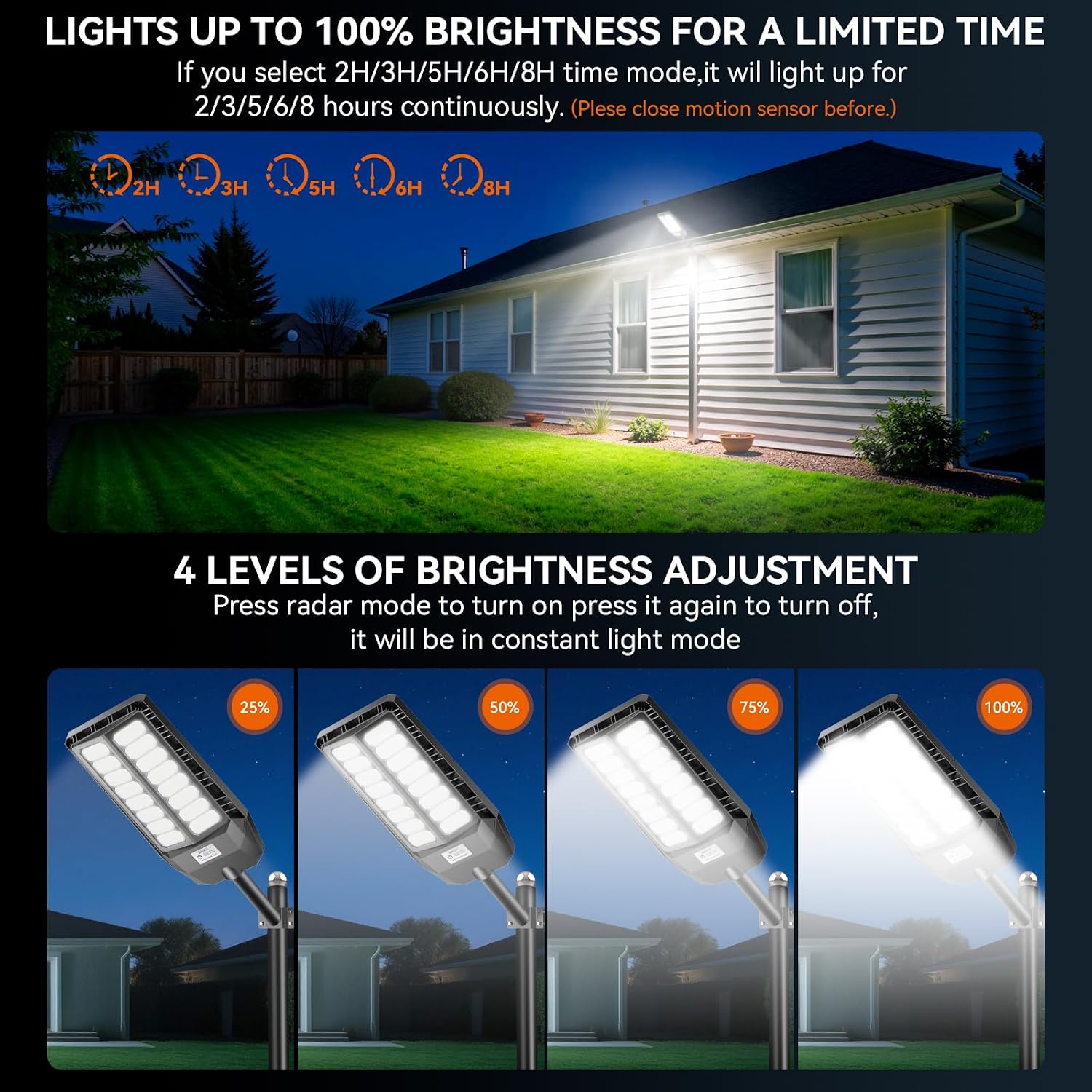 Detalle 2 de JADIDIS 800W Lampione solare con telecomando: luce LED ad alte prestazioni per esterni