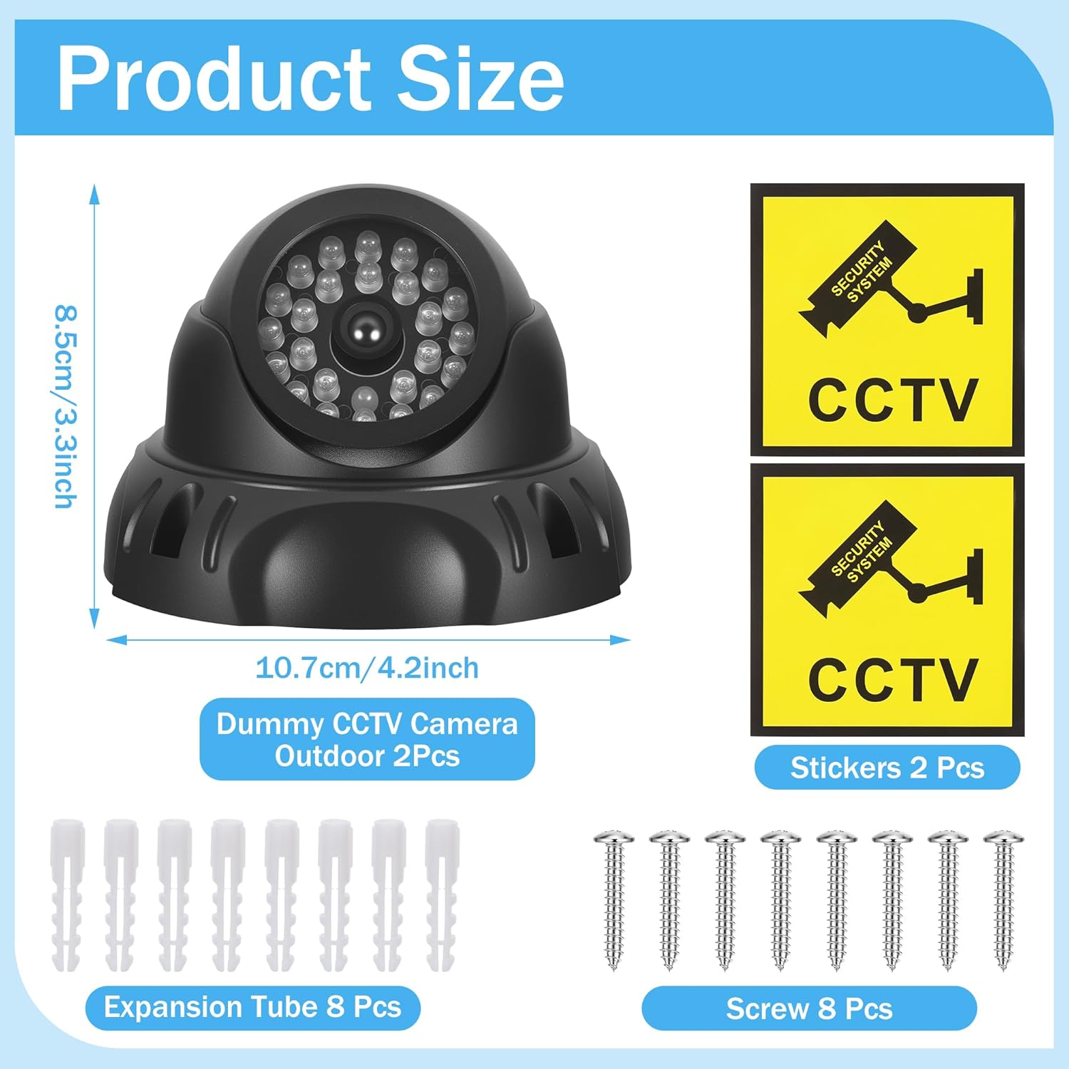 Thumbnail 3 de JIZZU 2Pcs Dummy Cameras: Realistic Fake CCTV for Indoor/Outdoor Use