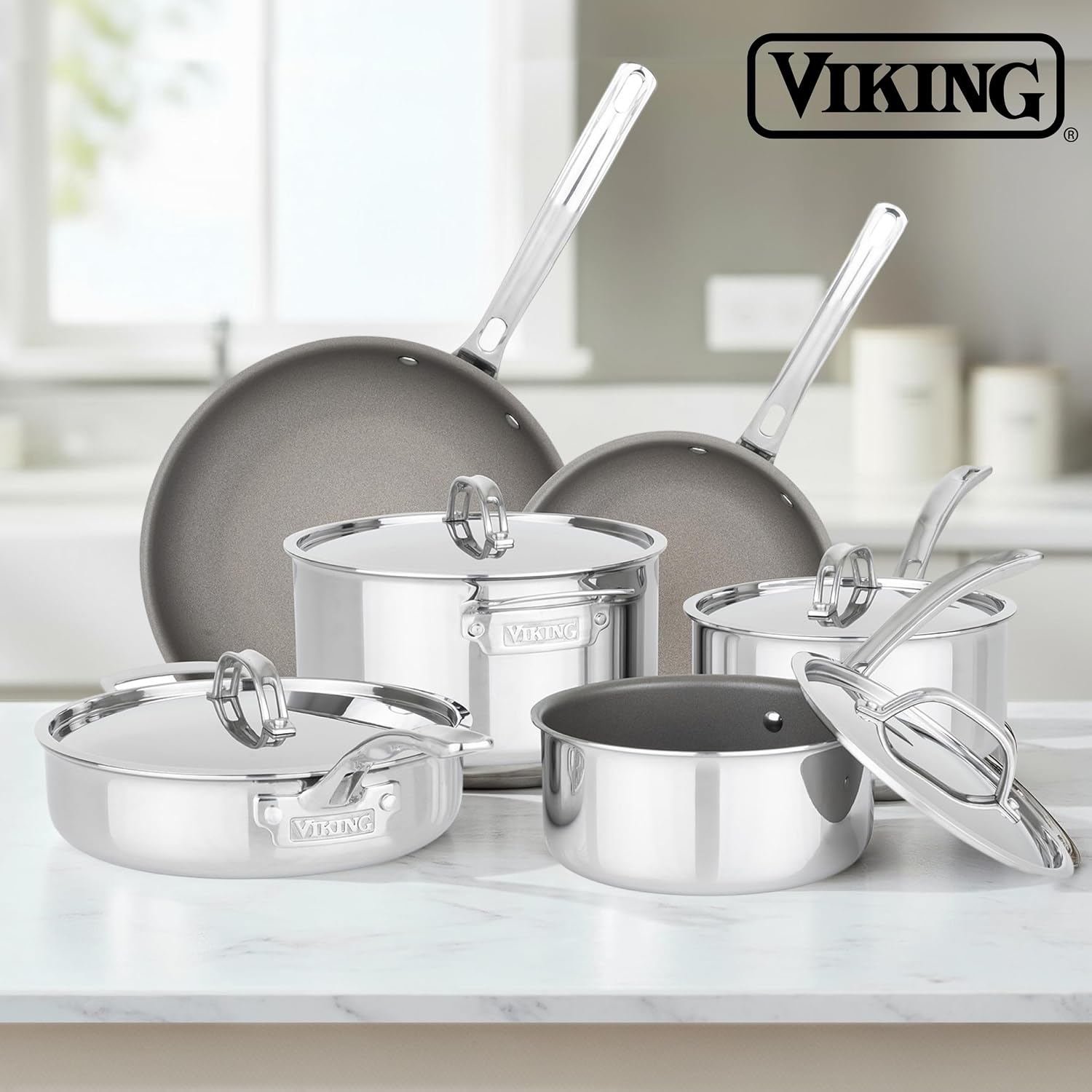 Thumbnail 6 de Viking PureGlide Pro 3-Ply 10-Piece Nonstick Cookware Set (PFAS-Free) — Induction & Oven Safe to 600F