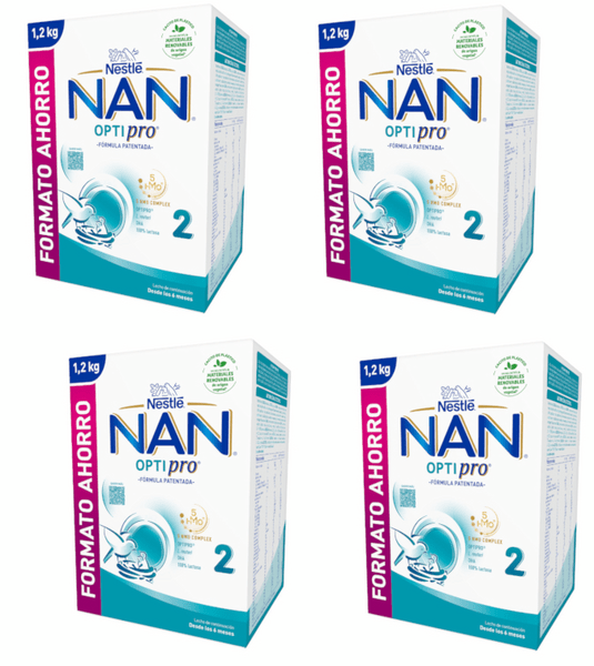 Detalle de Nestlé NAN Optipro 2 Leche de Continuación 4x1200 g: nutrición avanzada para bebés a partir de 6 meses