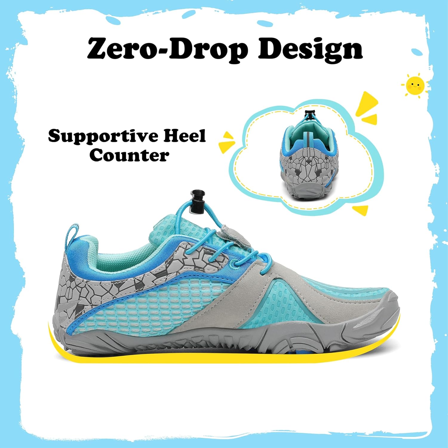 Detalle de SAGUARO Barfußschuhe Kinder Outdoor – Größen 24–36, leicht, flexibel und rutschfest