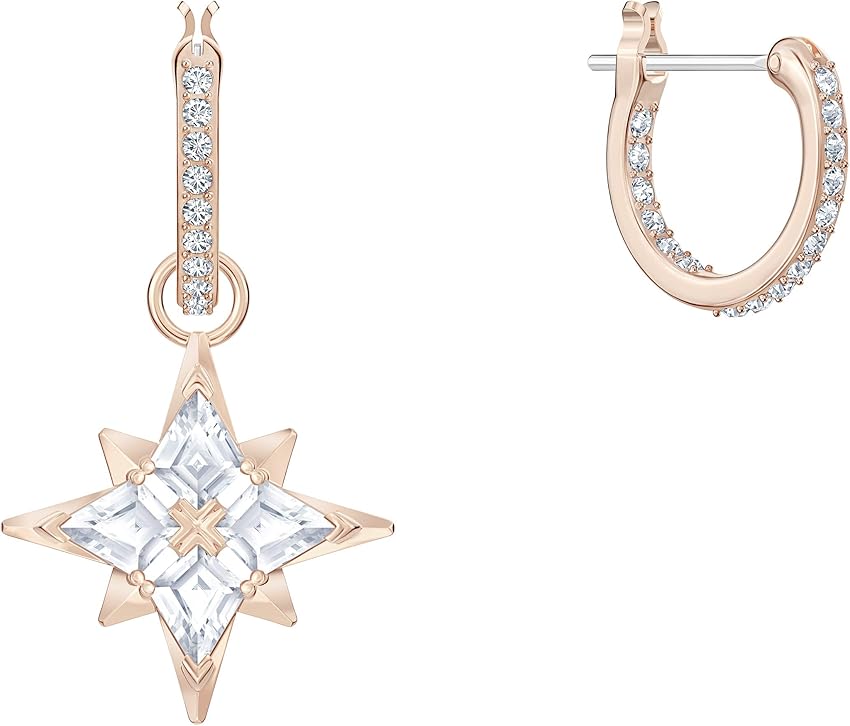 Detalle 2 de Swarovski Pendientes Symbolic Estrella blancos baño tono oro rosa 💍