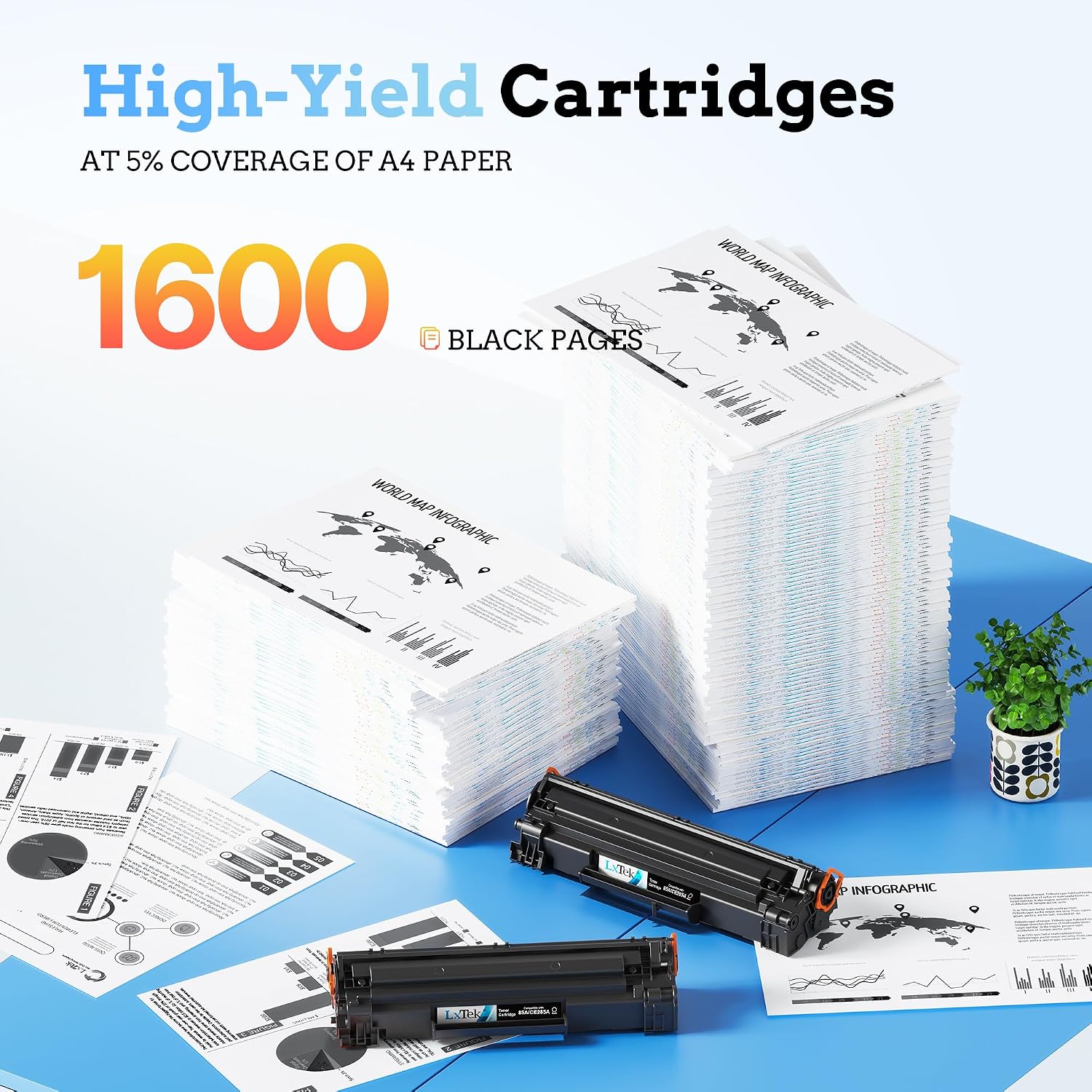 Thumbnail 1 de LxTek 85A CE285A Compatible Black Toner Cartridge, 2-Pack for HP LaserJet Pro